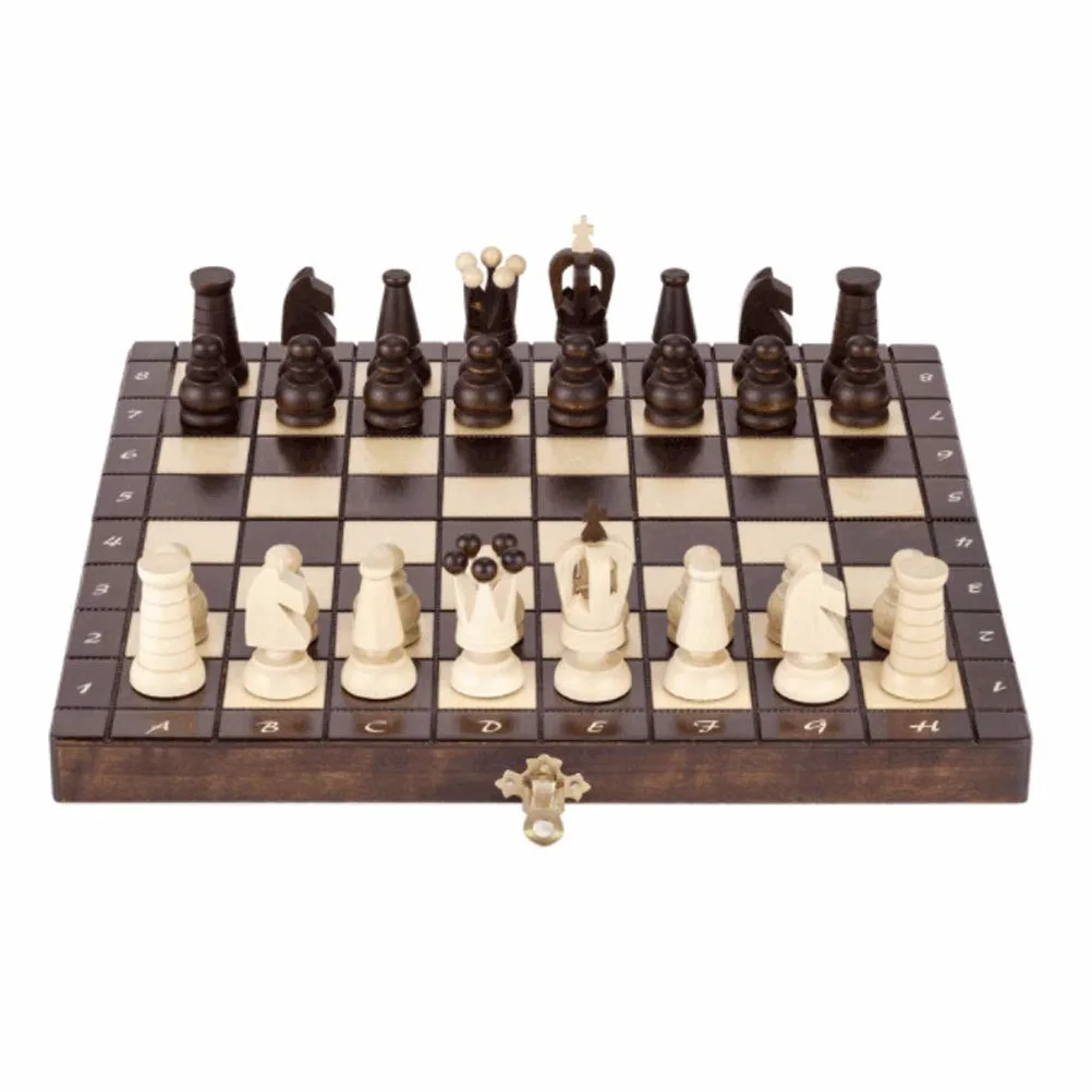 Jeu d'échecs de Voyage Pliable, Jeu d'échecs Pliable en Bois de 11,8 Pouces avec Fentes et pièces Rangement