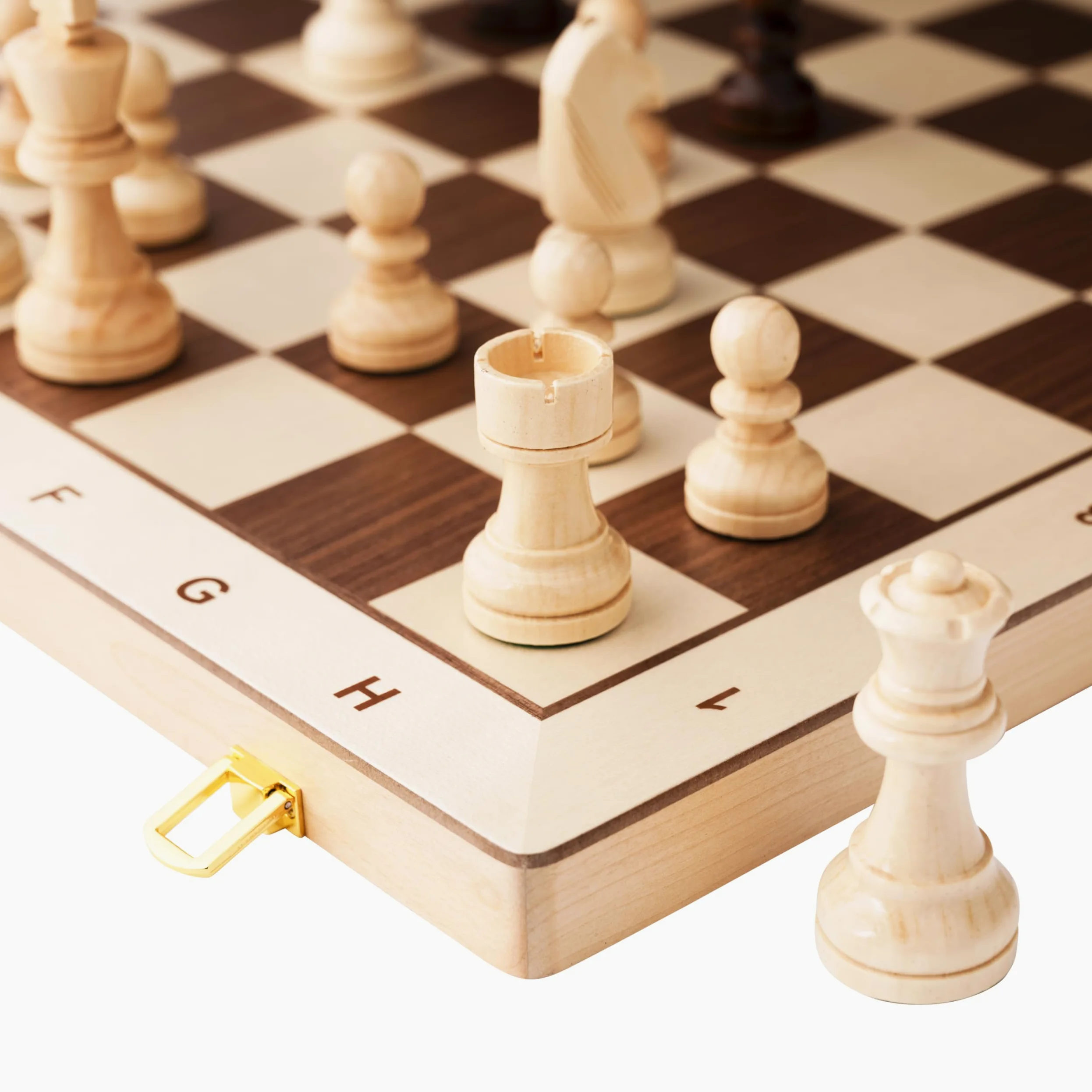 Grand Échiquier 45 Cm – Jeu D'Échecs Bois Bouleau, Pièces Lestées Roi 90 Mm | Echecs Grand Format Plateau Pliable Noyer Érable, Cases 50 Mm, 32 Pièces Lestées En Bois, Roi 90 Mm