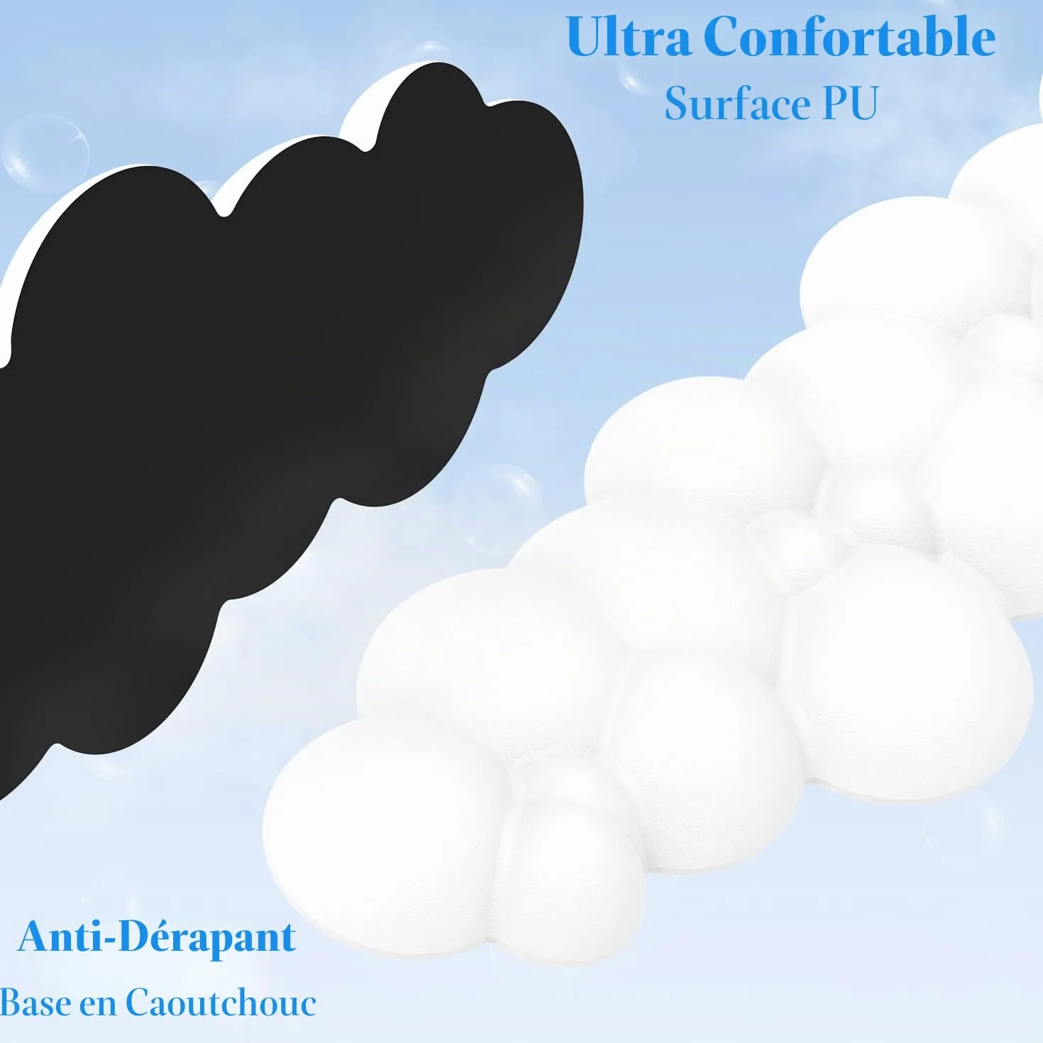 ATTACK SHARK Cloud Repose-poignet Ergonomique Anti-dérapant Support de Main Bureau Repose-paume Clavier Mécanique TKL 87 Touches Blanc