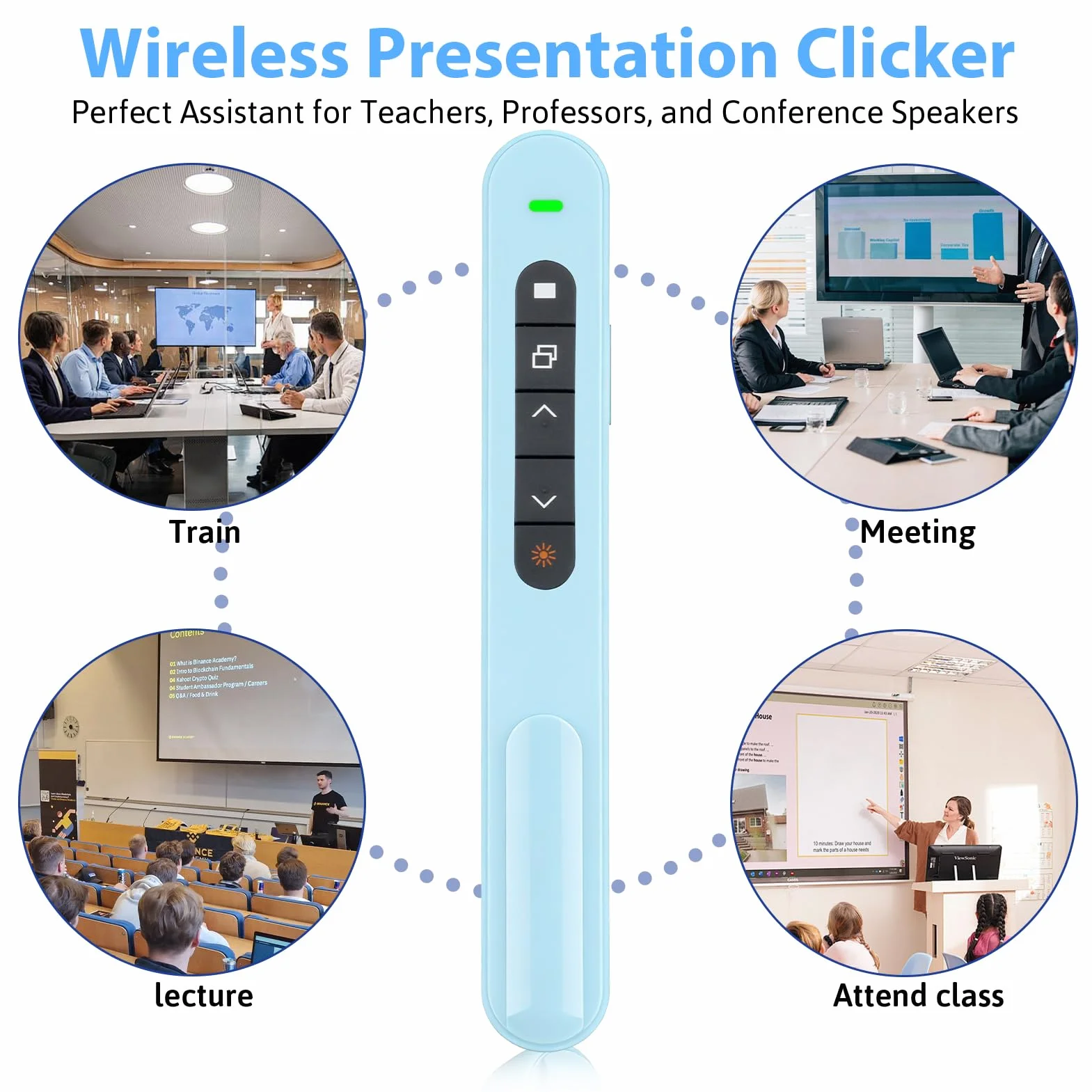 Télécommande Présentation sans Fil 2.4 GHz 100M Pointeur Bluetooth pour PowerPoint PC