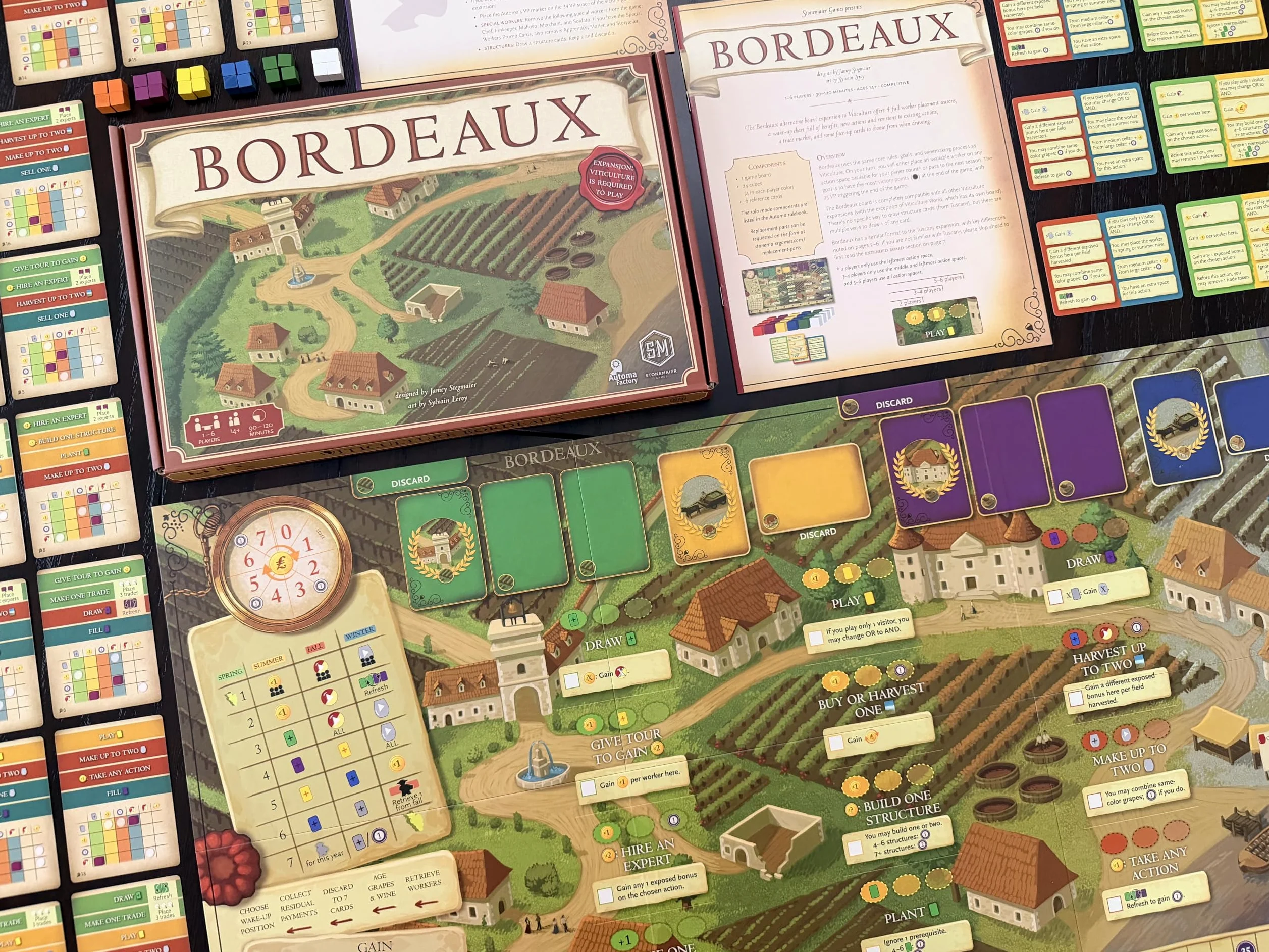 Stonemaier Games: Viticulture : Bordeaux Expansion par Jamey Stegmaier | Un nouveau plateau avec des graphismes, une disposition et un nouveau mécanisme mis à jour | Ajouter à la viticulture | 1 à 6