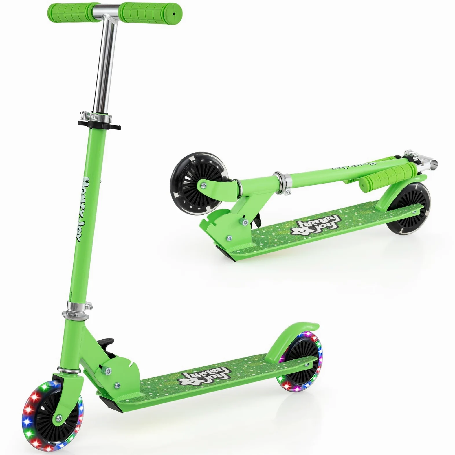 COSTWAY Trottinette Enfant Pliable avec Roulements ABEC-5 & 3 Hauteurs Réglables, Trottinette Pro Enfants avec 2 Roues de 120mm, Pont Elargi, Charge 50kg pour Enfants de 3 Ans+