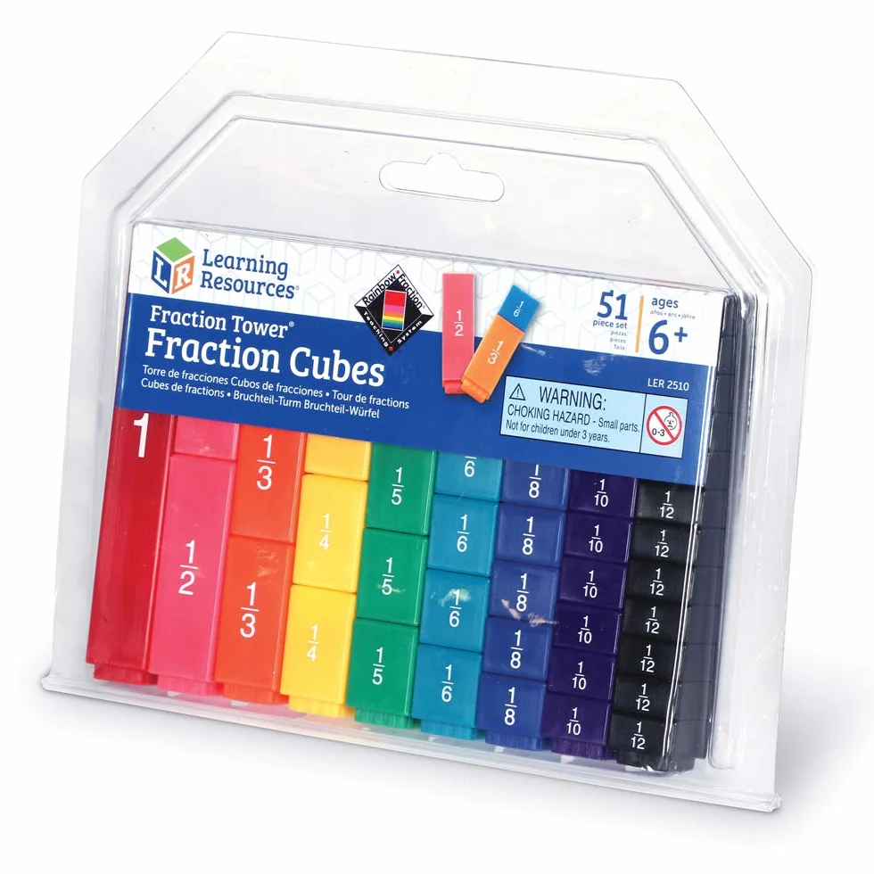 Learning Resources Cubes Fraction Tower Kit 51 Pièces Jeu Mathématiques Montessori Cadeau Éducatif Enfant 6 Ans