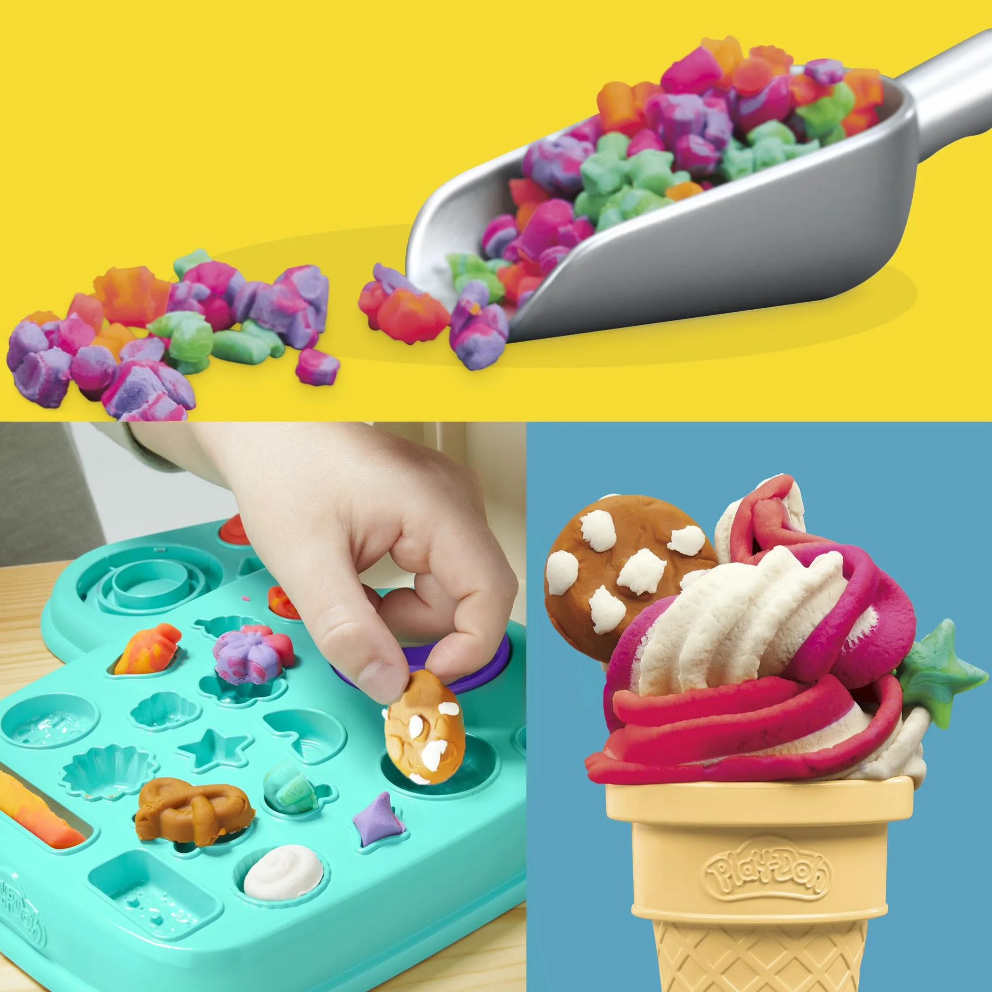 Play-Doh Mes Glaces Arc-en-Ciel Pâte à Modeler Bicolore Machine à Crème Glacée Enfants 3 Ans