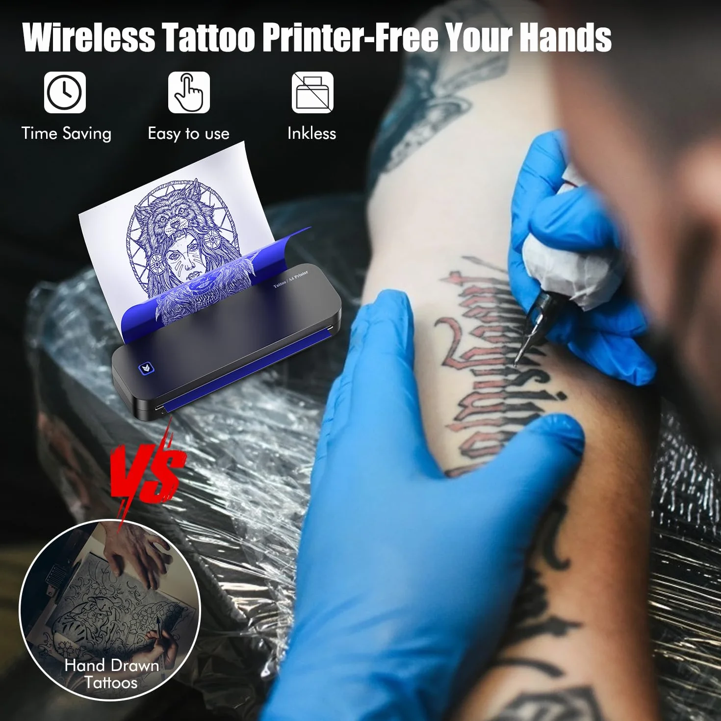 Imprimante Tatouage Thermocopieur Bluetooth A4 Papier Transfert 20pcs Compatible Smartphone PC
