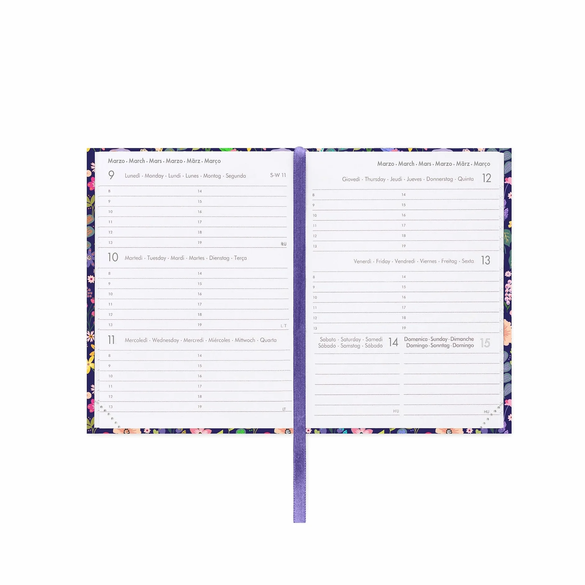 Legami Agenda hebdomadaire photographique Mini 2026 Flowers 12 mois carnet d'adresses fermeture élastique papier FSC certifié 8 x 11 cm