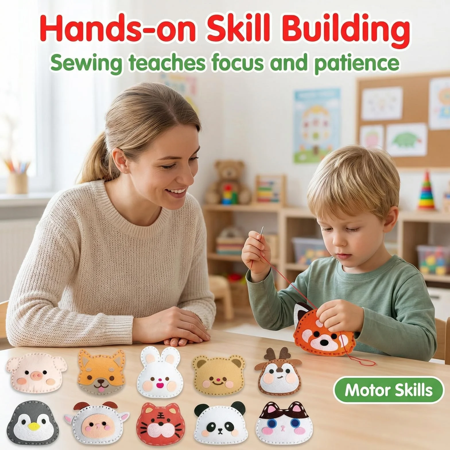 Ensemble De Couture en Feutre 12 Pièces Animaux Kit De Bricolage pour Enfants Débutants