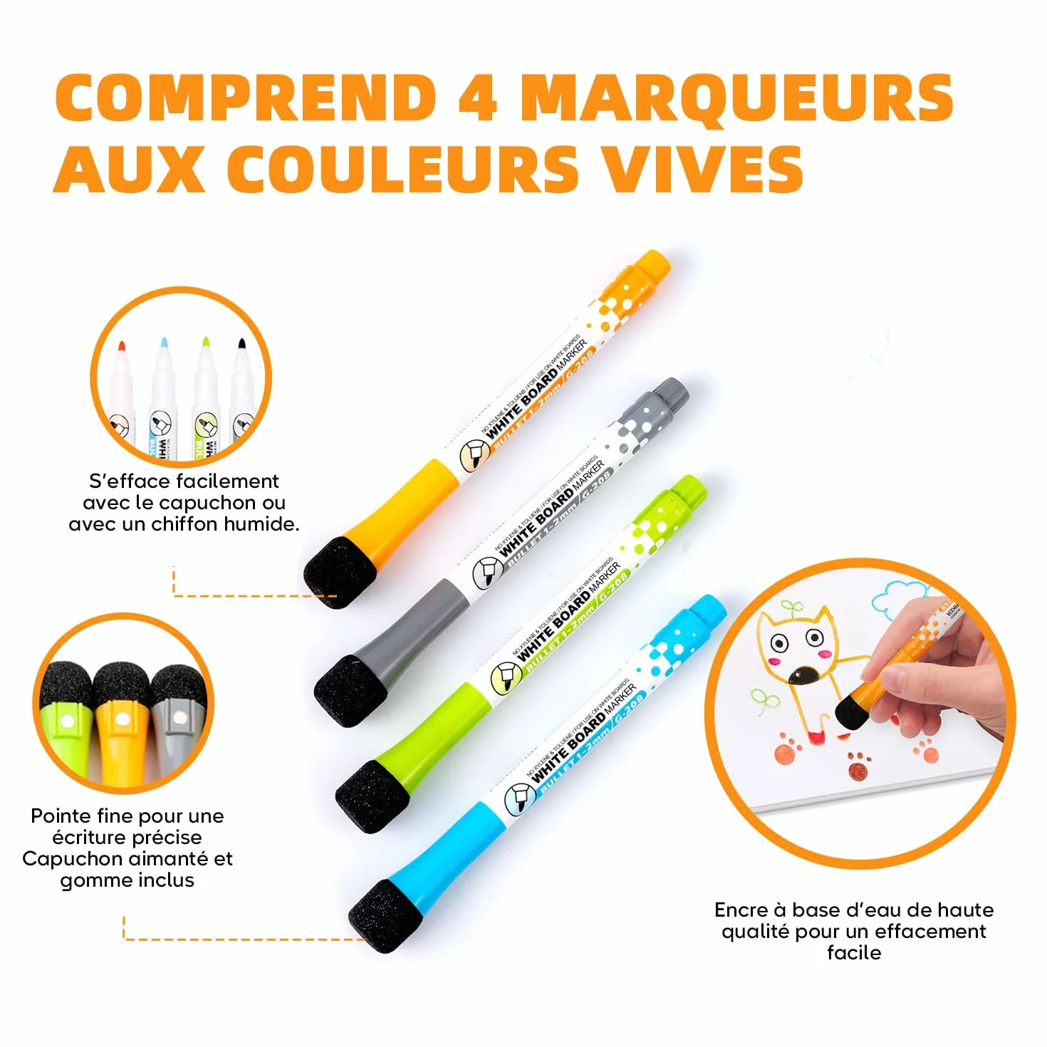 Calendrier Magnétique Mensuel A4 + Tableau Hebdomadaire A4 + Marqueurs Premium + Stickers | Planning Frigo Familial