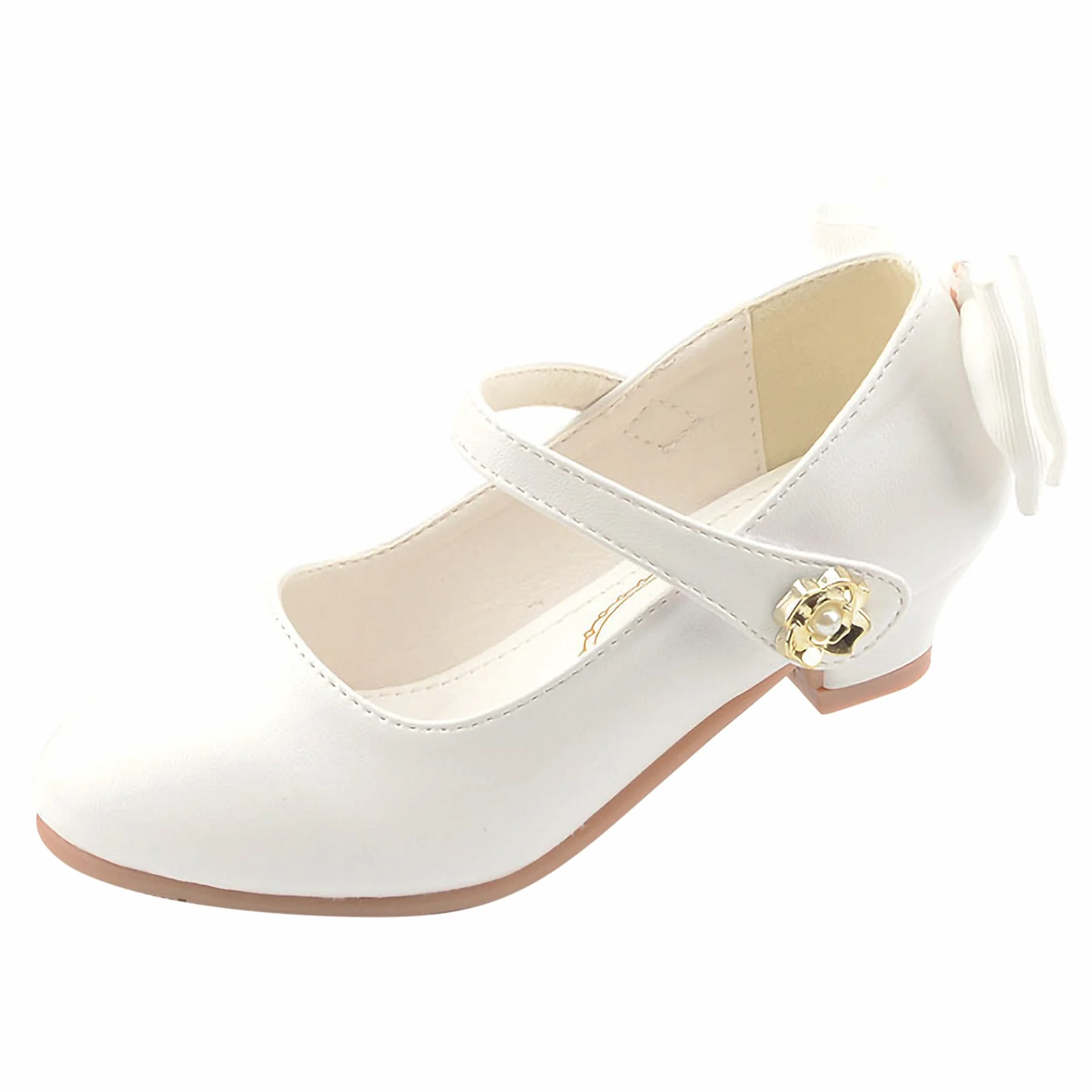 Sandales à Talon Haut Polyuréthane Souple Princesse Noeud Cristal Perle Scratch Chaussures Couleur Unie Tenue de Soirée, Blanc, 35