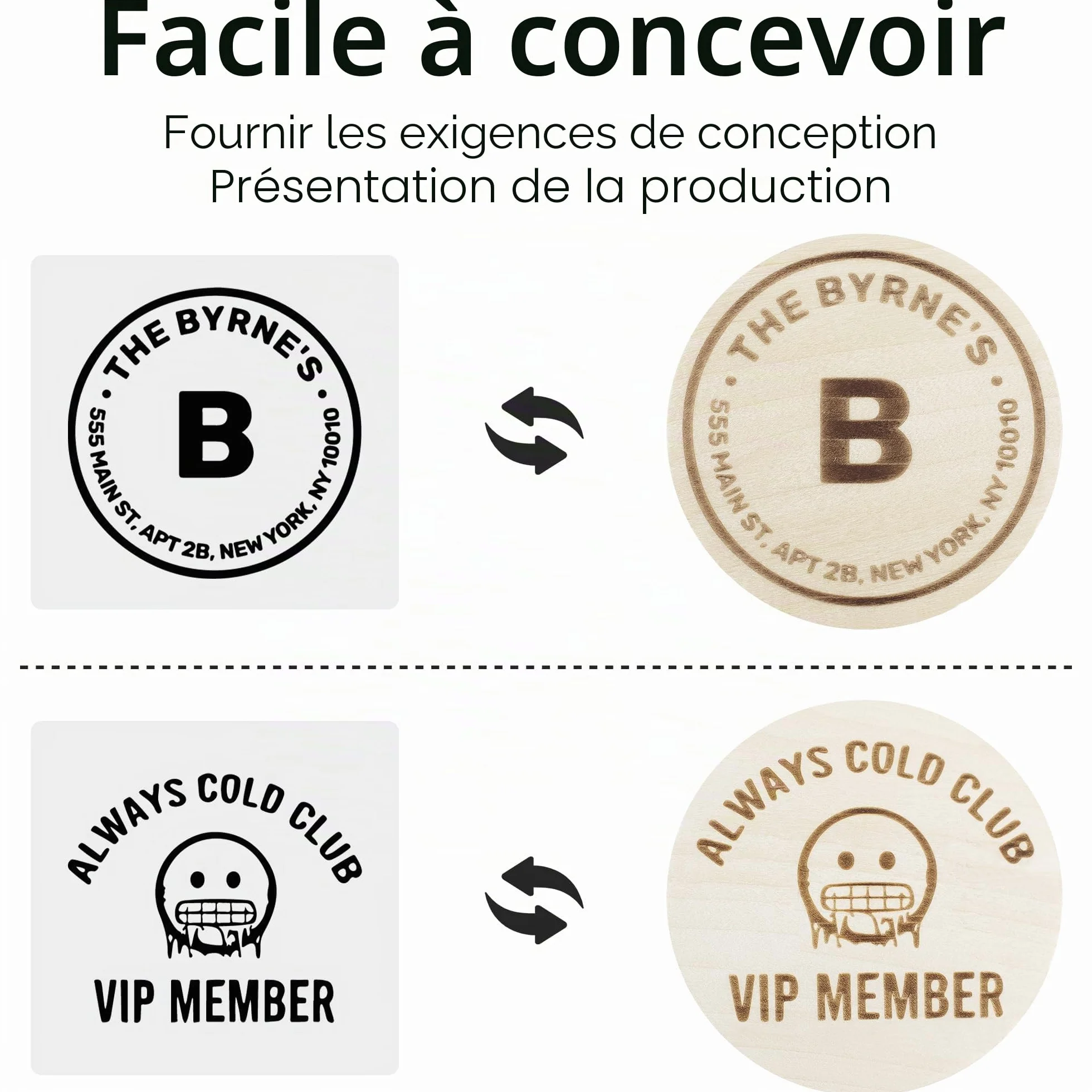 Jeton en bois personnalisé gravé au laser 30 à 1000 pièces, texte logo couleur UV, jeton de poker pour bar fête