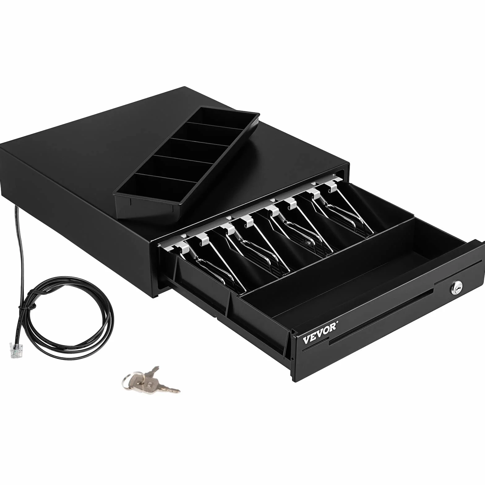 VEVOR Tiroir-Caisse Enregistreuse 33,6 cm Manuel Automatique 4 Billets 5 Pièces RJ11 RJ12 POS