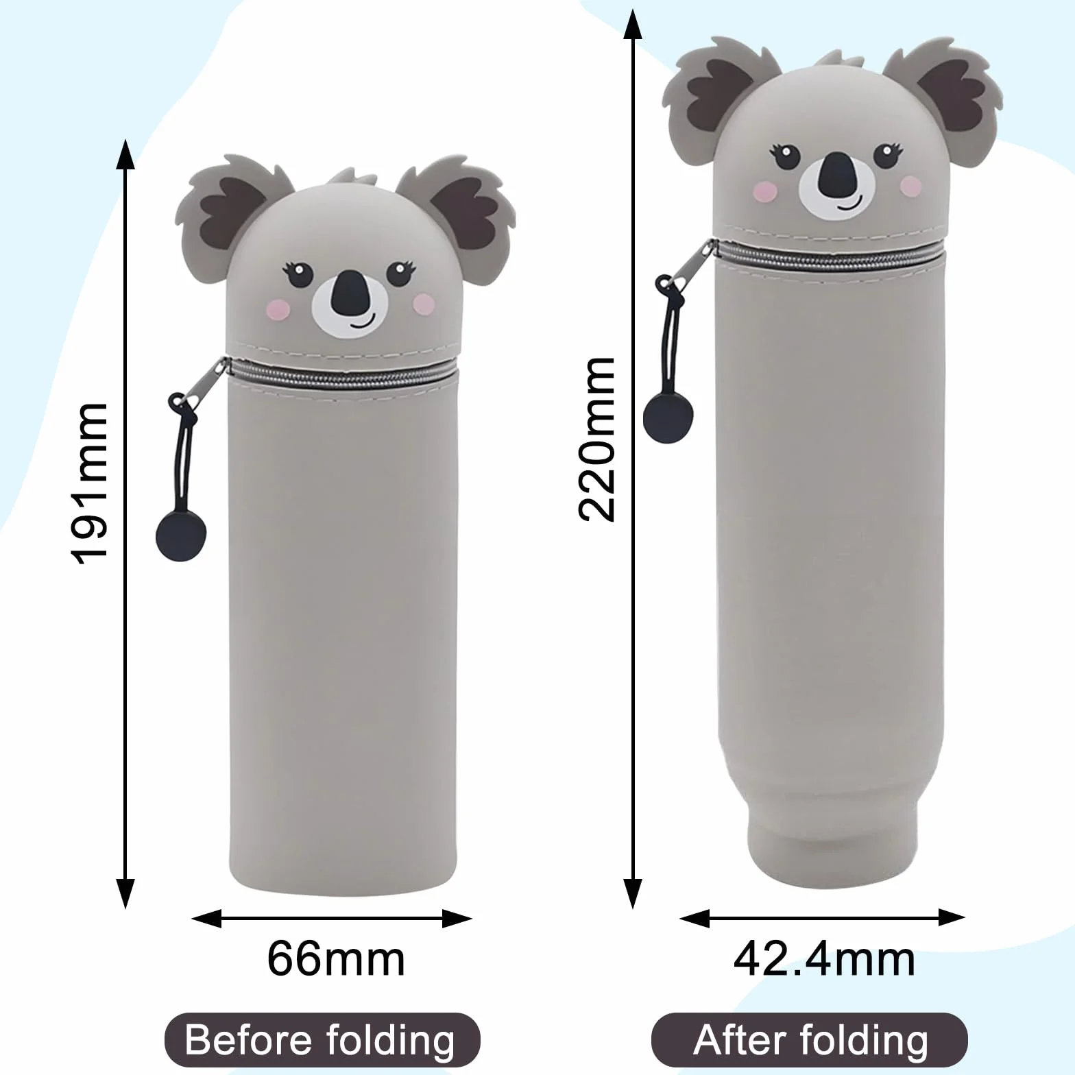 Trousse Ecole 2 en 1 en Silicone Souple Kawaii Trousse à Crayons Koala Grande capacité