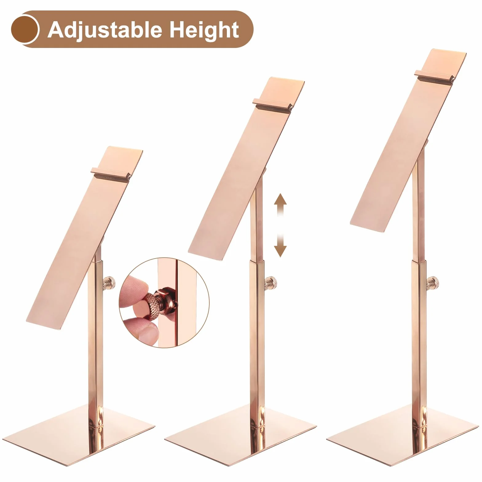 QUARKZMAN Présentoir Chaussures Support Réglable Hauteur 8,27" - 12,2" Métal Rose Doré