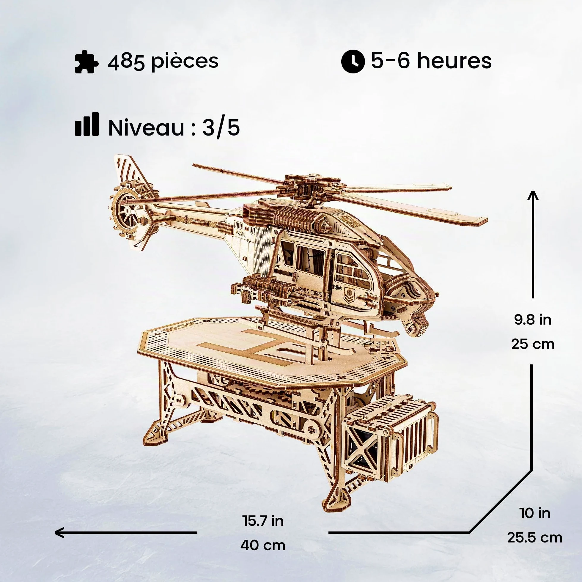 Wood Trick Electric Thunder Chopper Puzzle 3D en Bois pour Adultes à Construire