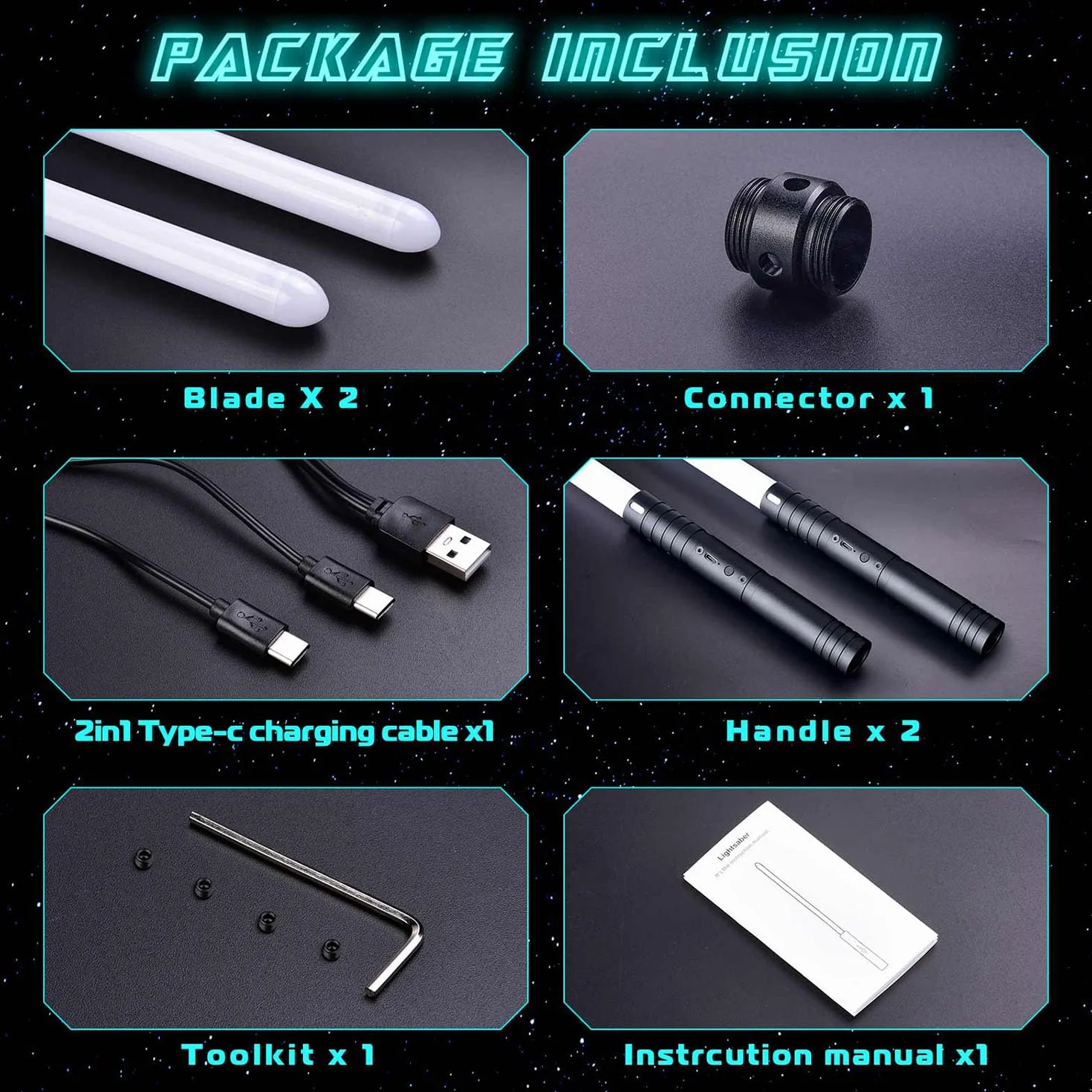 Sabre Laser pour Enfants, 2 Pièces Lightsaber 12 Couleurs Rechargeable avec Son, Jouet Cosplay Halloween