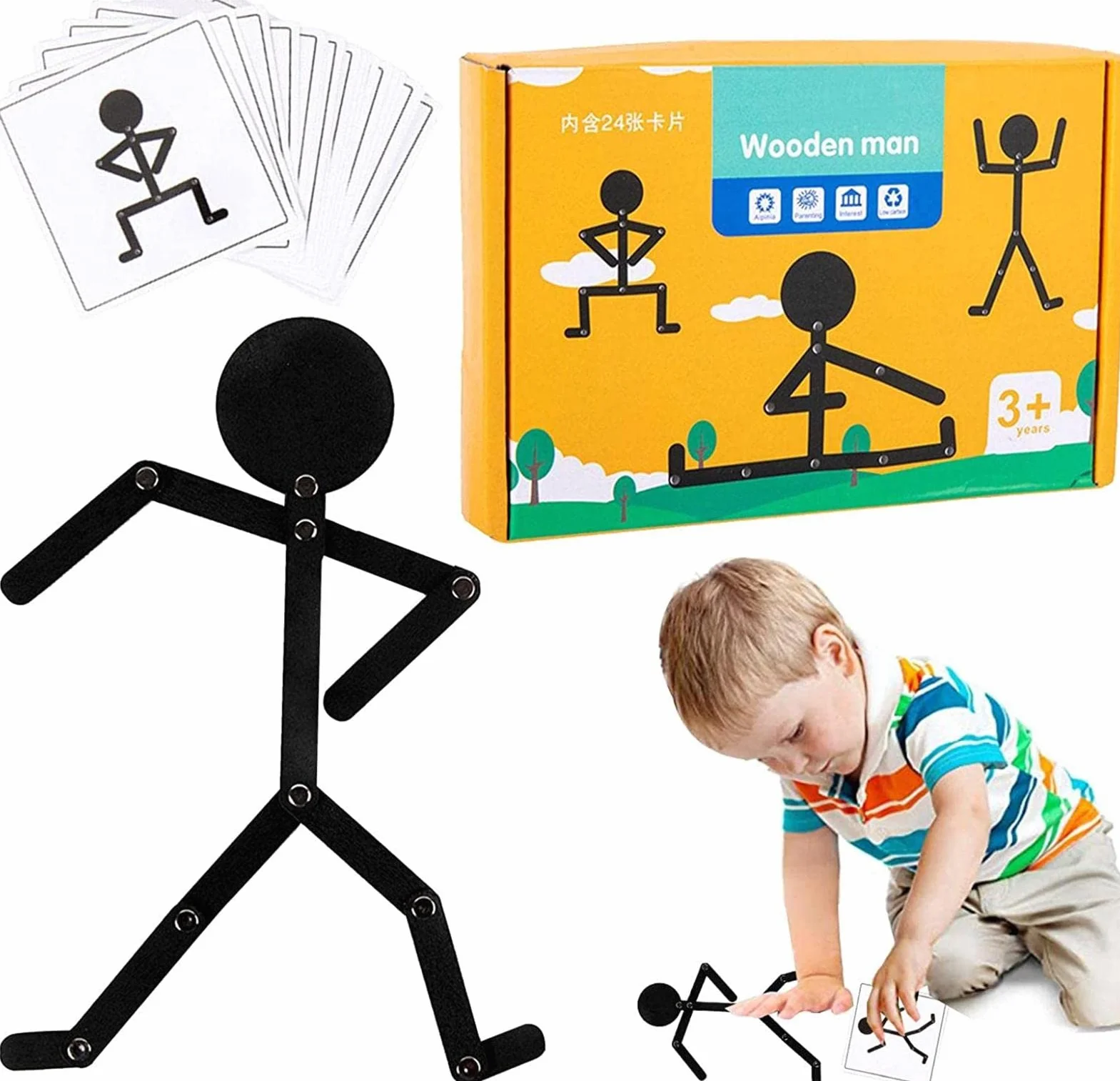 Luckxing Stickman Mr.Flex Puzzle Bois Jouet Educatif Motricité Fine