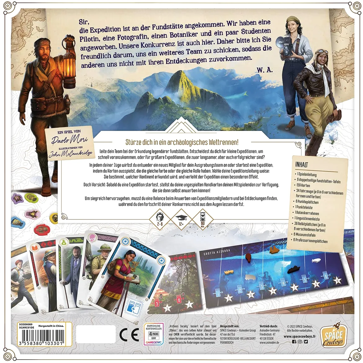 Space Cowboys, Archeos Society Jeu de connaisseurs 2 à 6 Joueurs à partir de 12 Ans et Plus 60 Minutes en Allemand