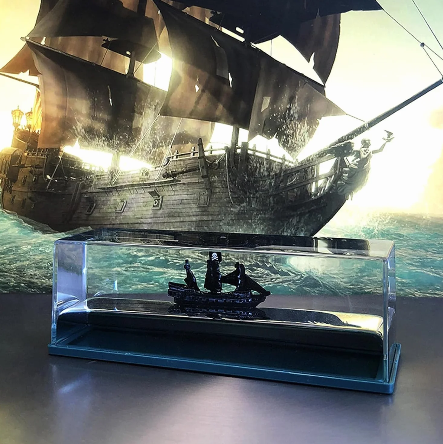 Black Pearl Going Merry Bouteille de Dérive Fluide Bateau en Acrylique Modèle Ornement Bureau