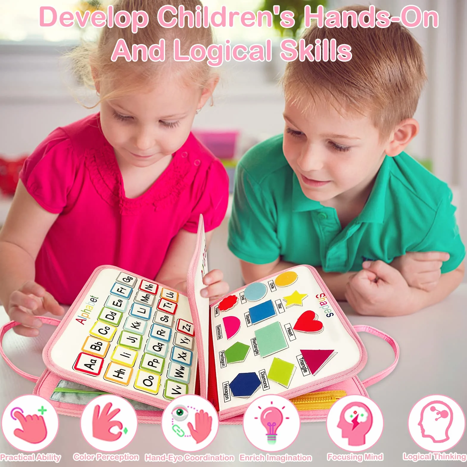Busy Board Montessori 3 ans Jouets éducatifs 5 Couches Planche Apprendre Compétences Vie Garçon Fille Bébé Rose