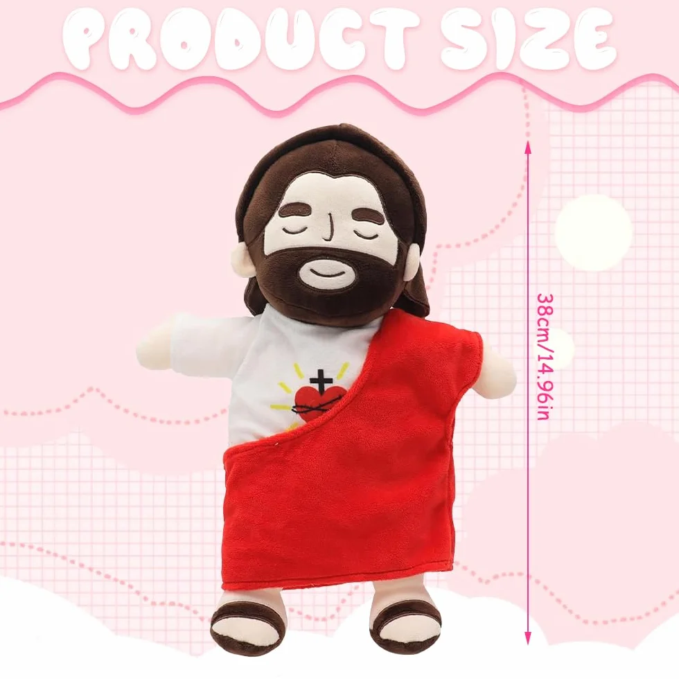 Peluche Jésus Respirant 40 cm avec Musique et Lumières