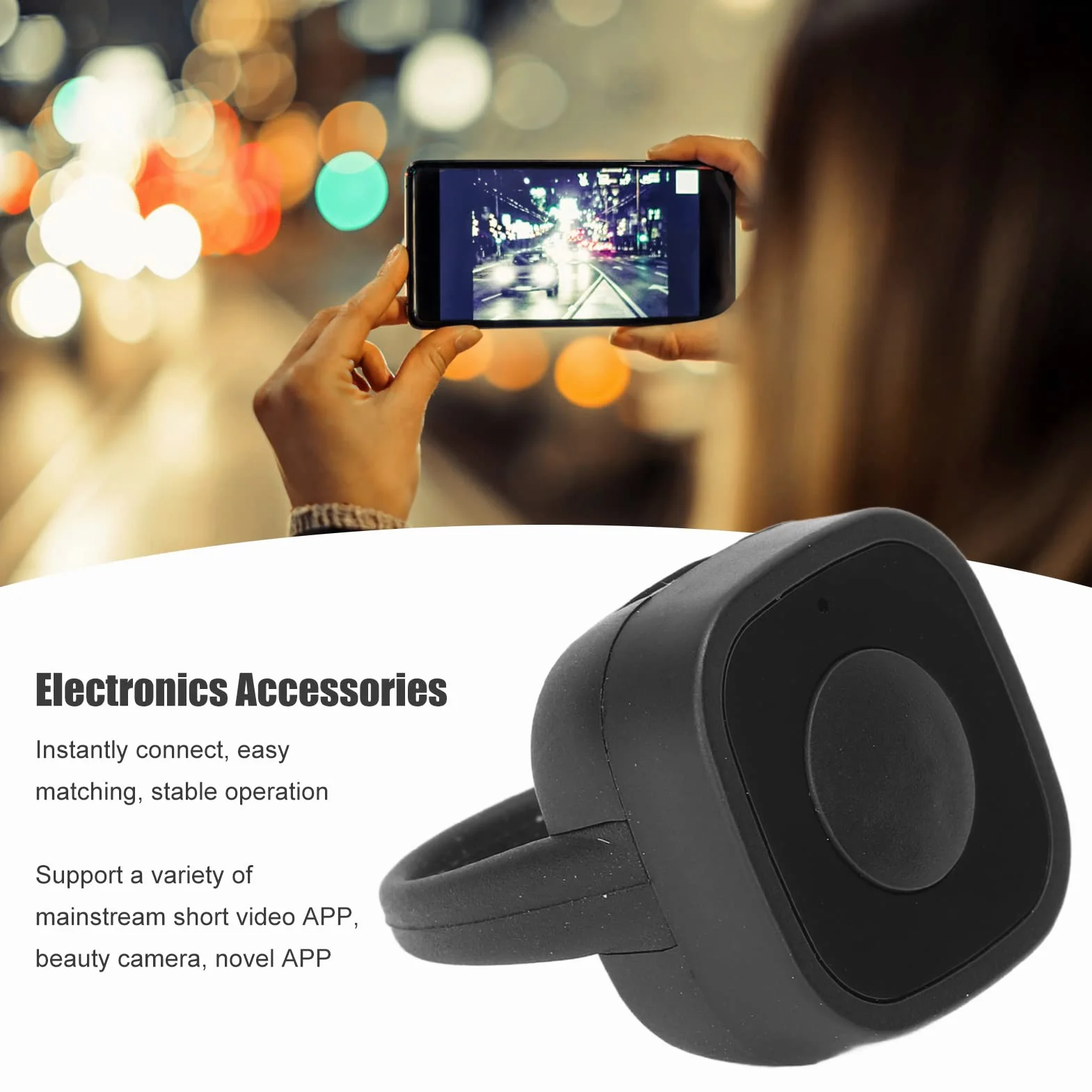 Tourneur de Page Bluetooth Télécommandé pour Selfie Vidéo Lecture Anneau de Défilement