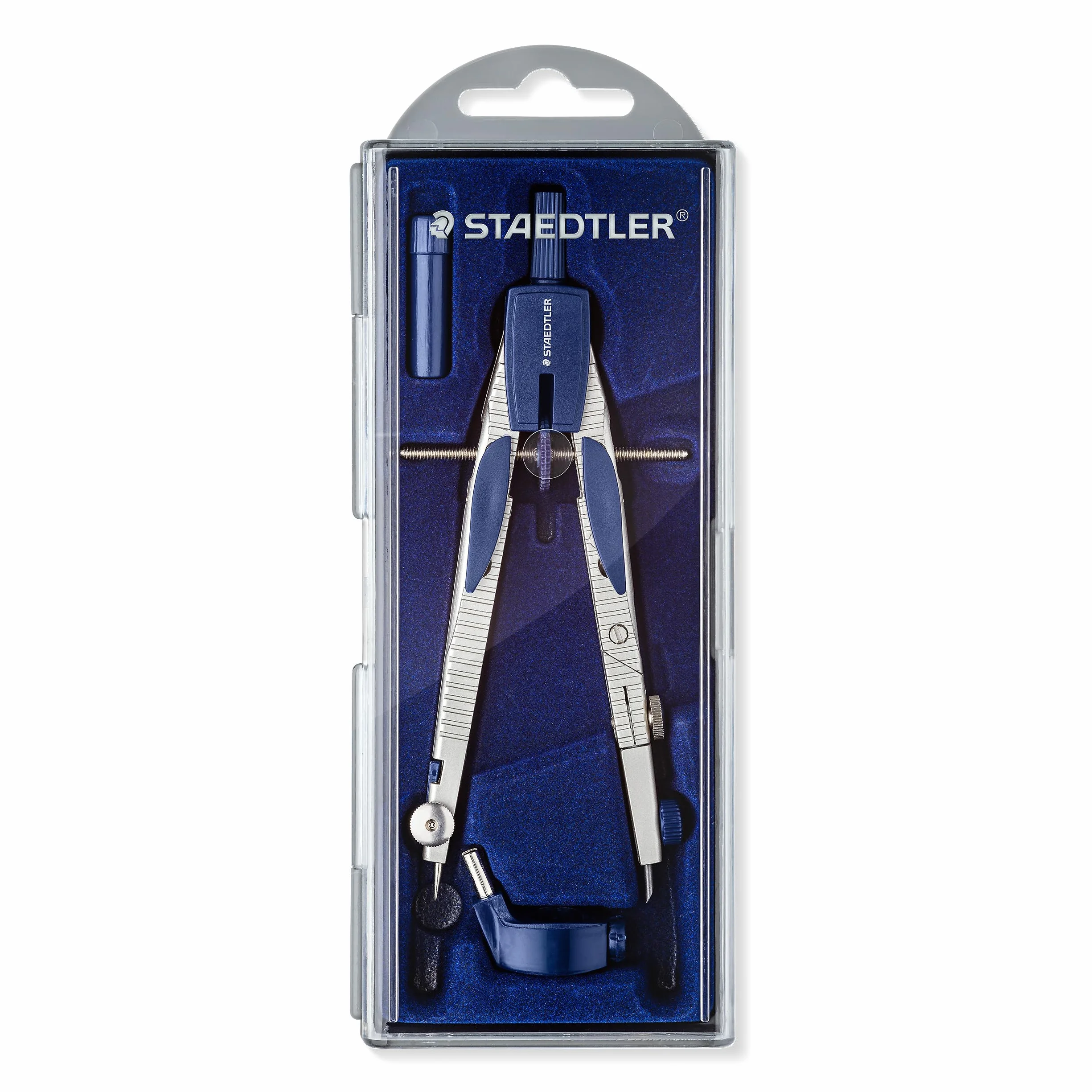 STAEDTLER 553 01 Compas collège de précision à réglage rapide, bouton-poussoir, diamètre 360 mm