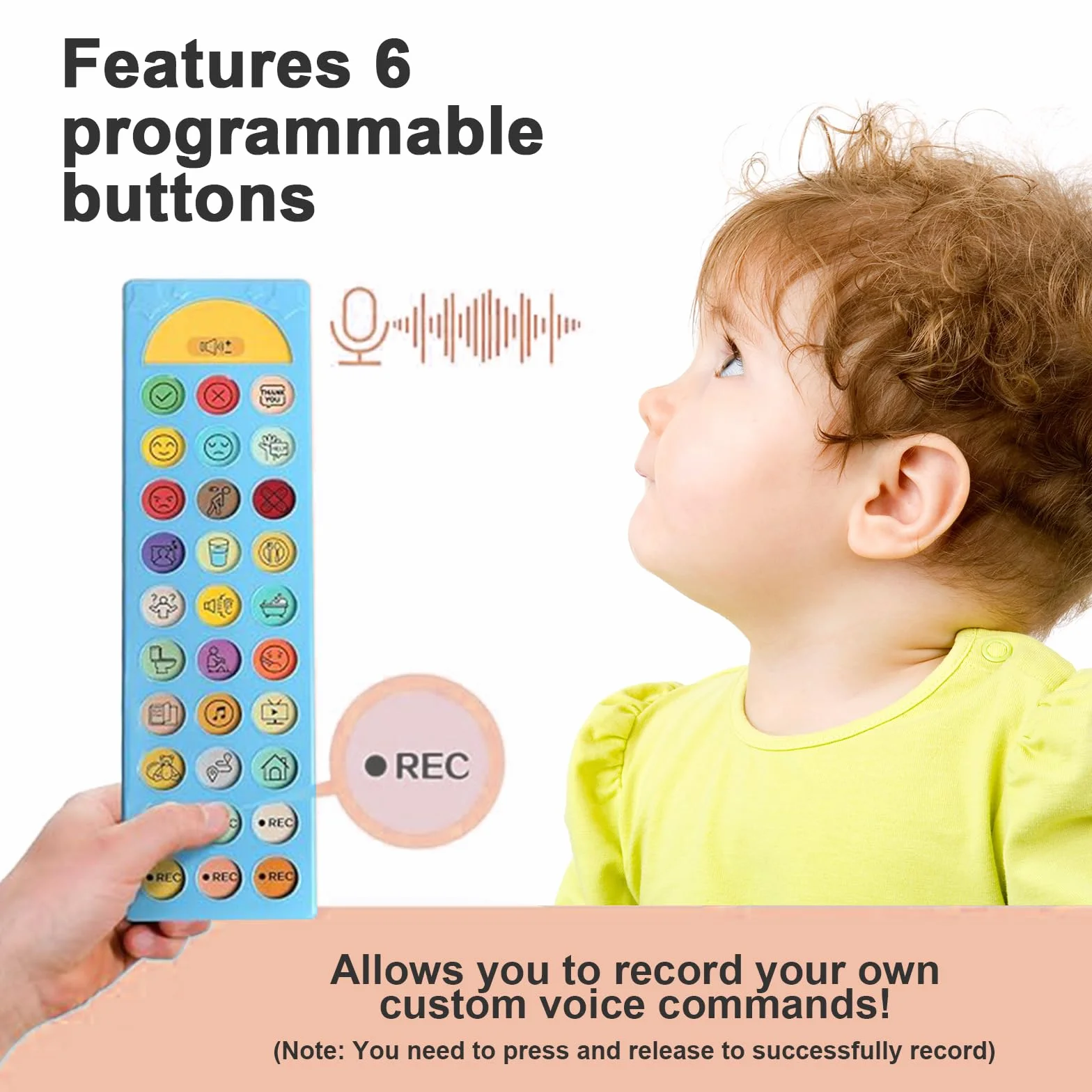 Dispositif CAA pour Autisme, Outil de Communication Non Verbale 6 Boutons Programmable Volume Réglable Aide Thérapie Vocale