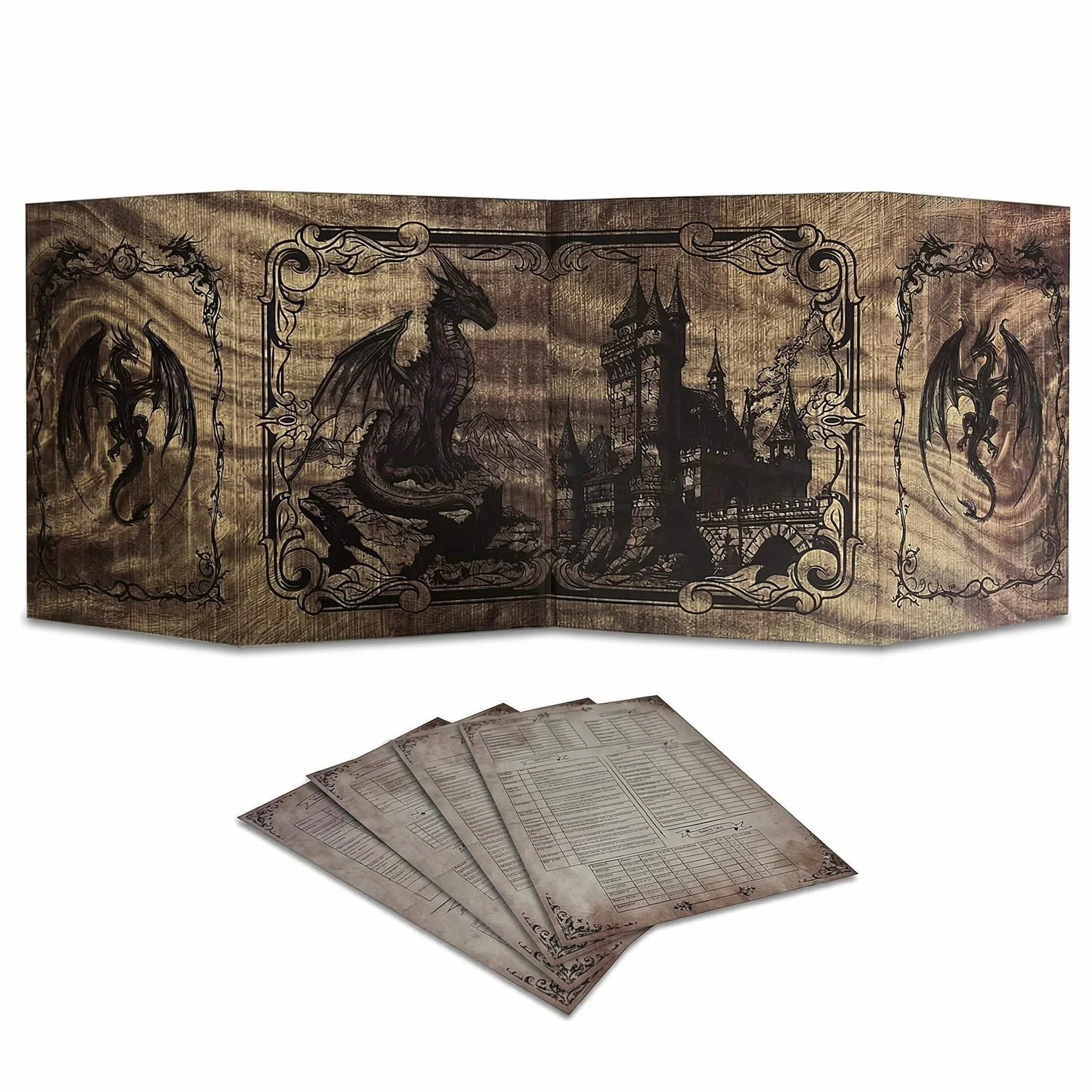 Ecran Maitre du Jeu Dungeon Master DOJA Hobbies DM Screen Pliable 4 Panneaux Finition Lisse avec Inserts Personnalisables