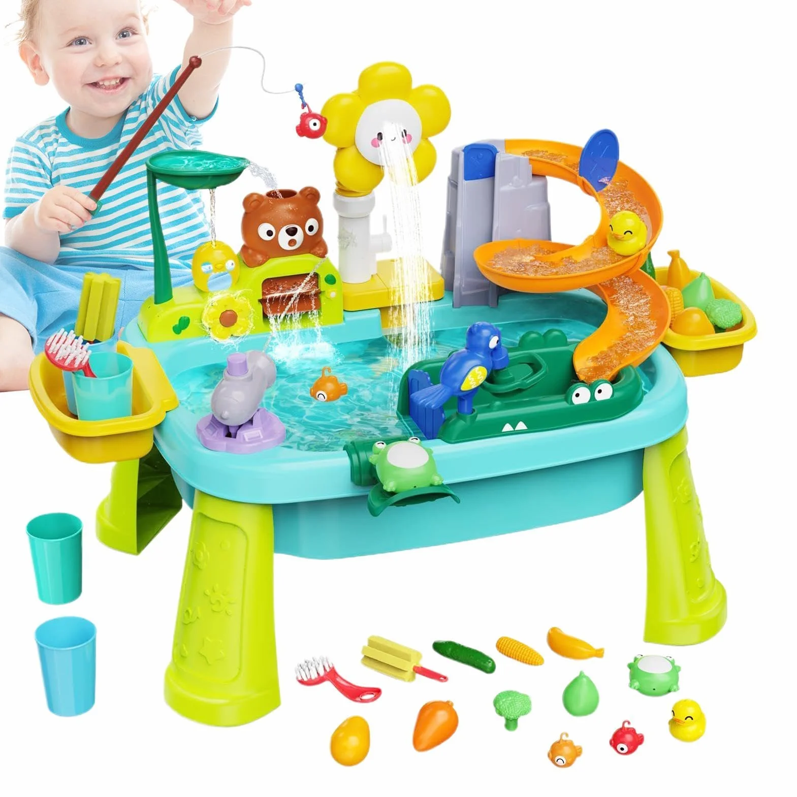 Table de jeux sensorielle pour tout-petits - Jeu d'extérieur avec aimants | Centre d'activités interactif anti-éclaboussures