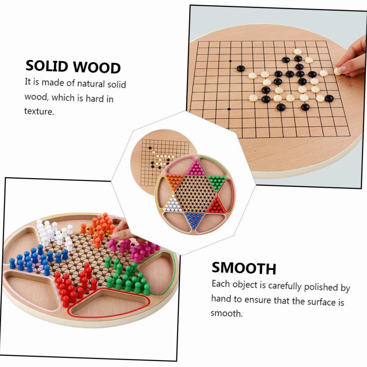 Abaodam Jeu de Dames Chinois Éducatif en Bois Marron pour Garçon et Filles, Jouet Cognitif en Matériau Synthétique, 1 Set, pour Éveil et Développement de L'intelligence