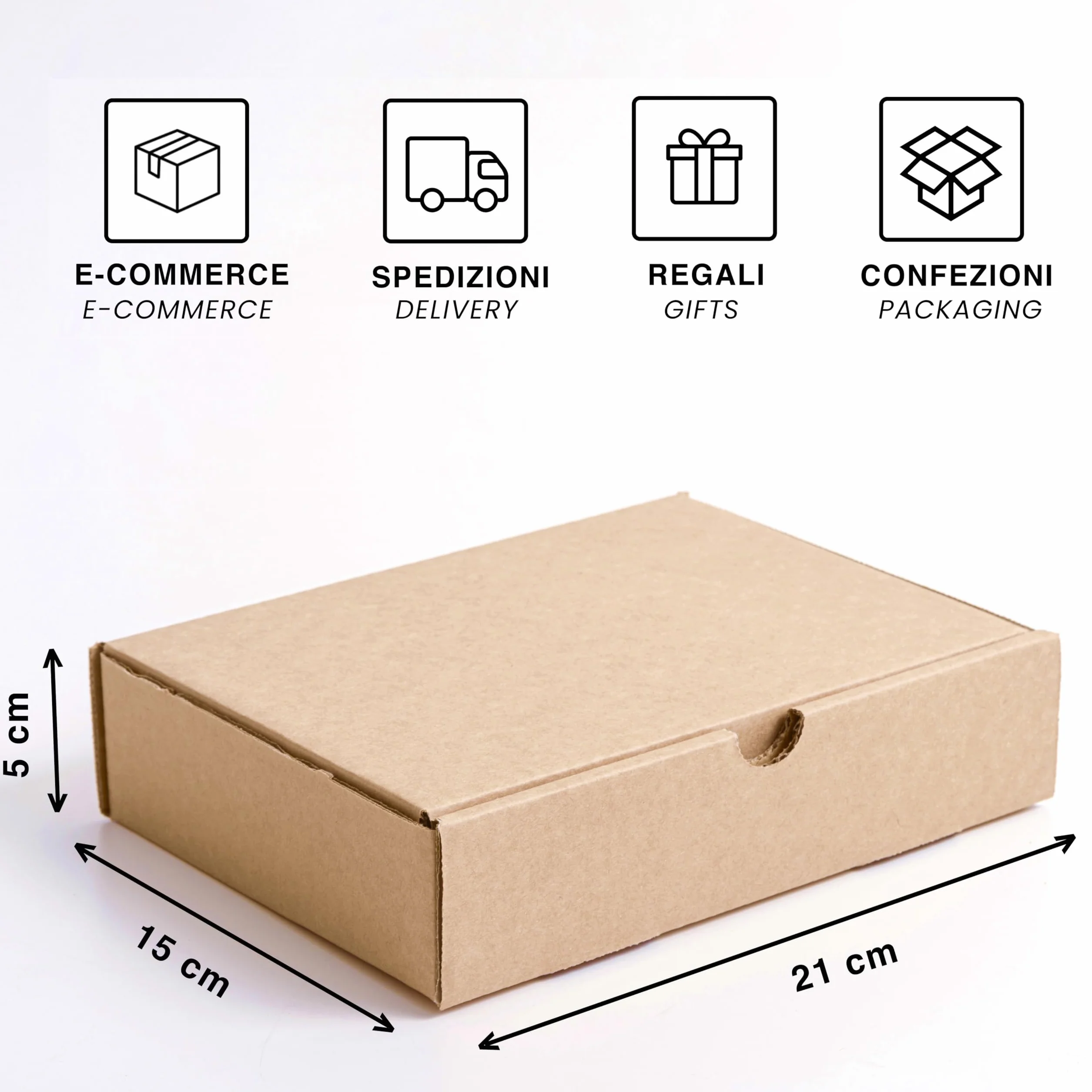 IPEA Boîtes en Carton 21 x 15 x 5 cm 10 Pièces Made in Italy pour Expéditions E-Commerce