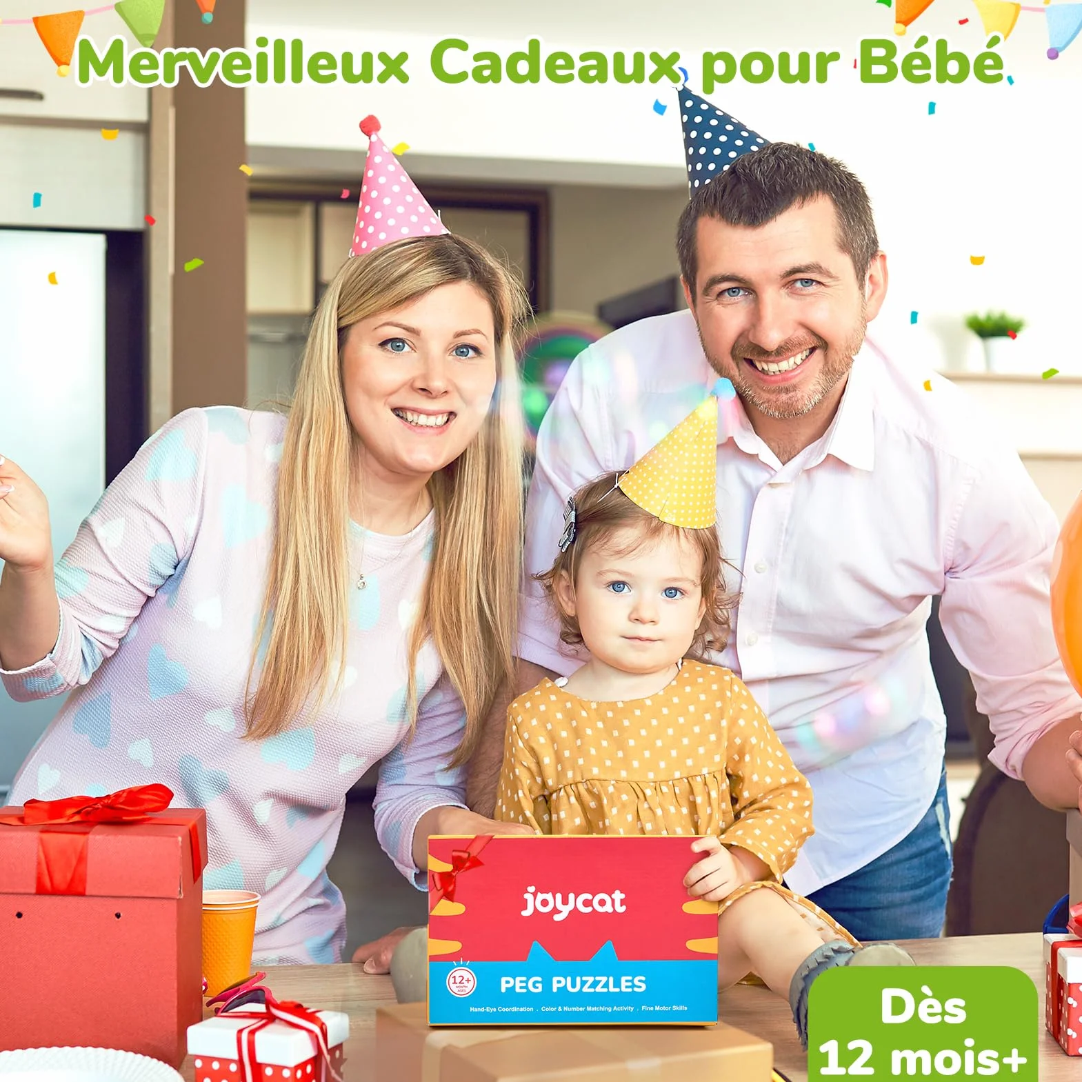 JoyCat Puzzle en Bois Animaux de la Ferme Montessori 1 2 3 Ans Jouet Educatif Enfant