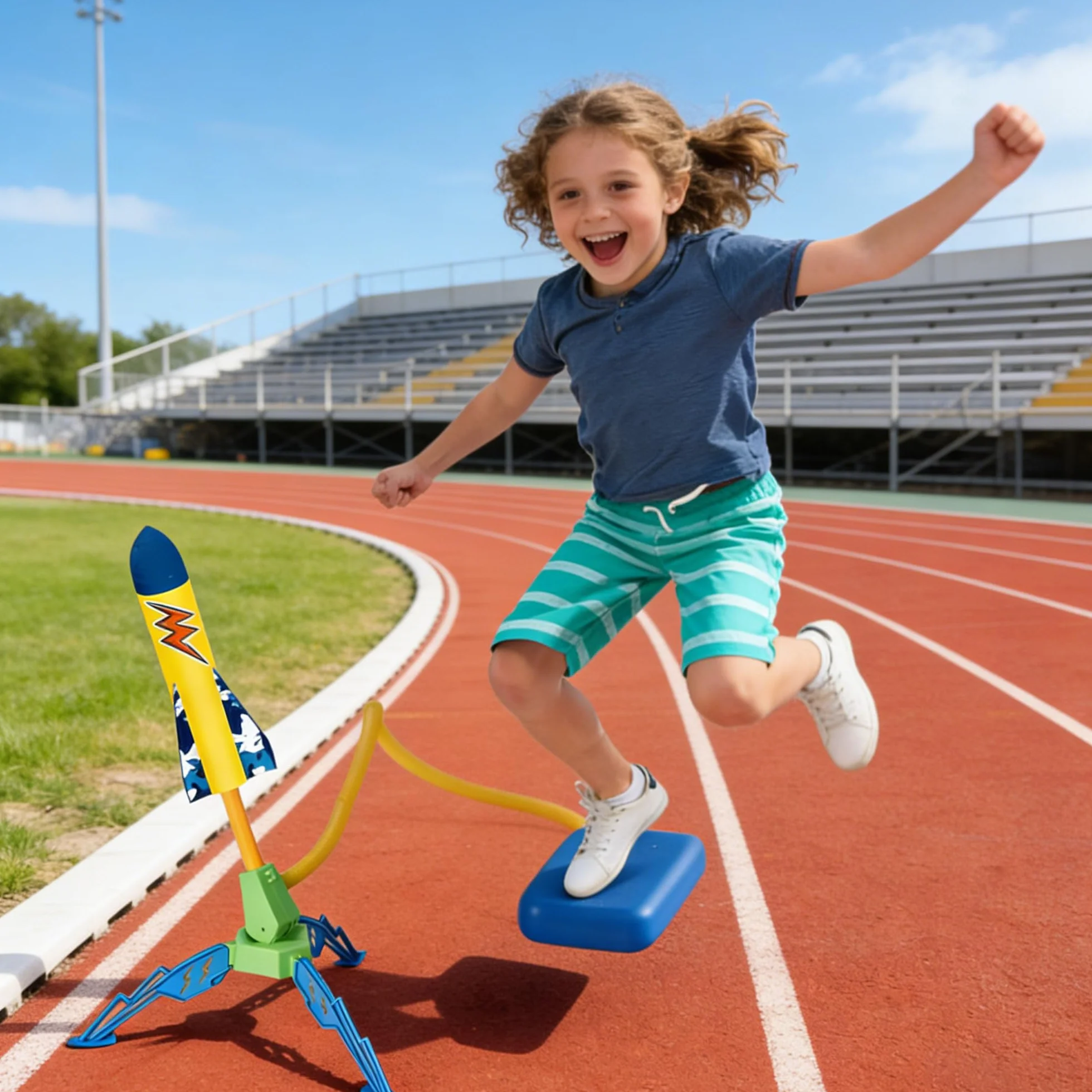 Lanceur de Fusée à Pédale pour Enfant 3-9 Ans, Jeux Extérieur, Cadeau Anniversaire Noël