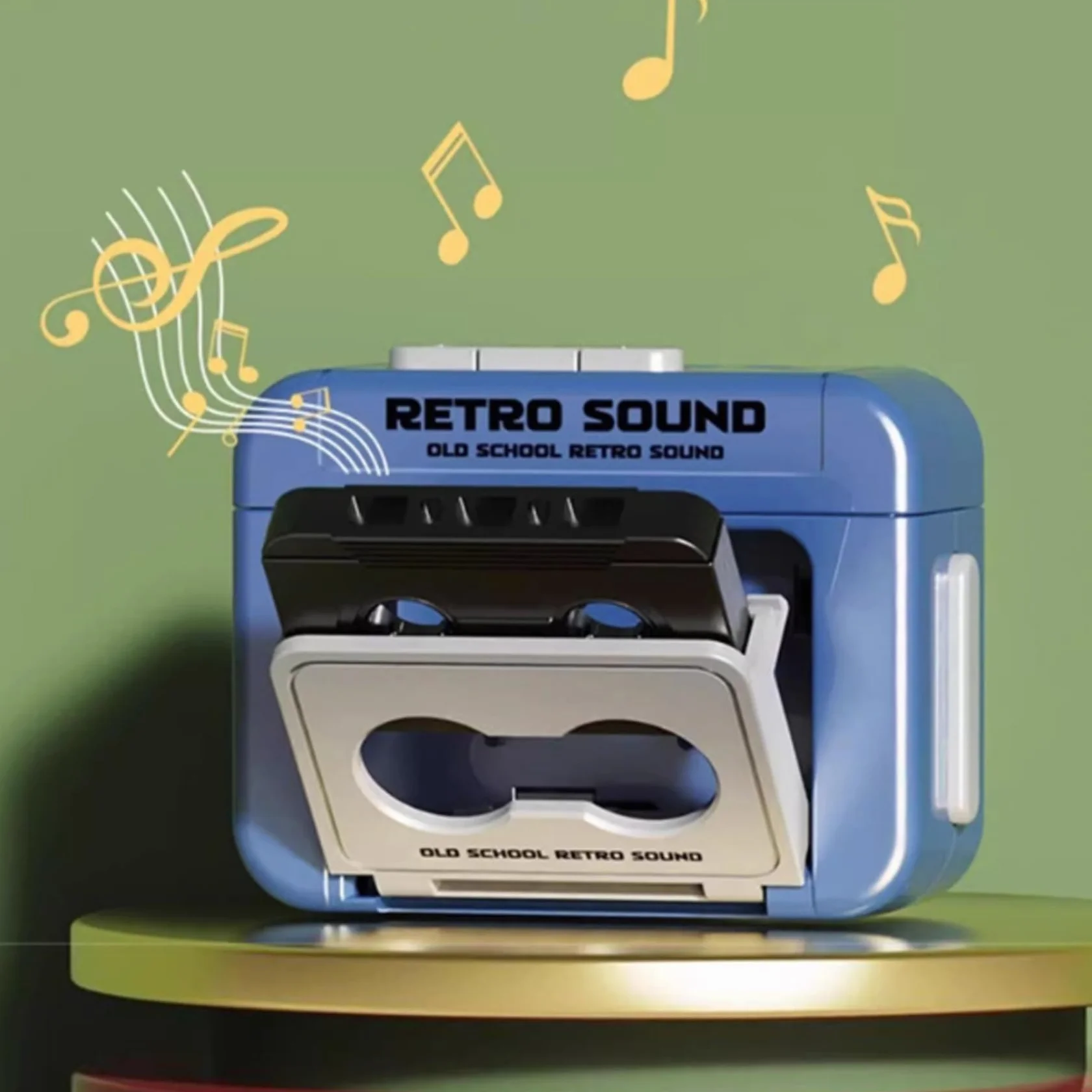 Retro Mini Cassette magnétique clés avec Musique, Lecteur microcassette enregistrable Haut-Parleur intégré pour Sacs à Dos