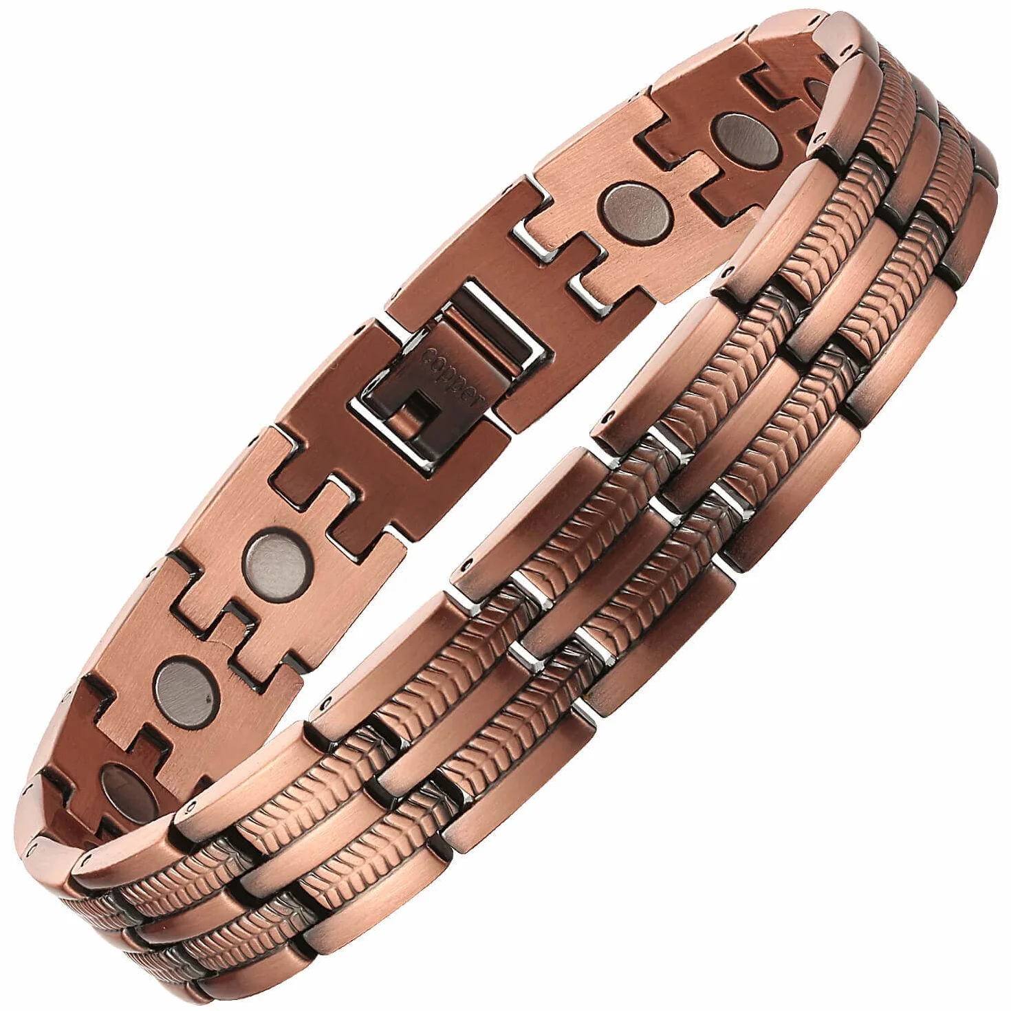 BioMag Bracelet magnétique en cuivre pour homme, 21,8 cm réglable