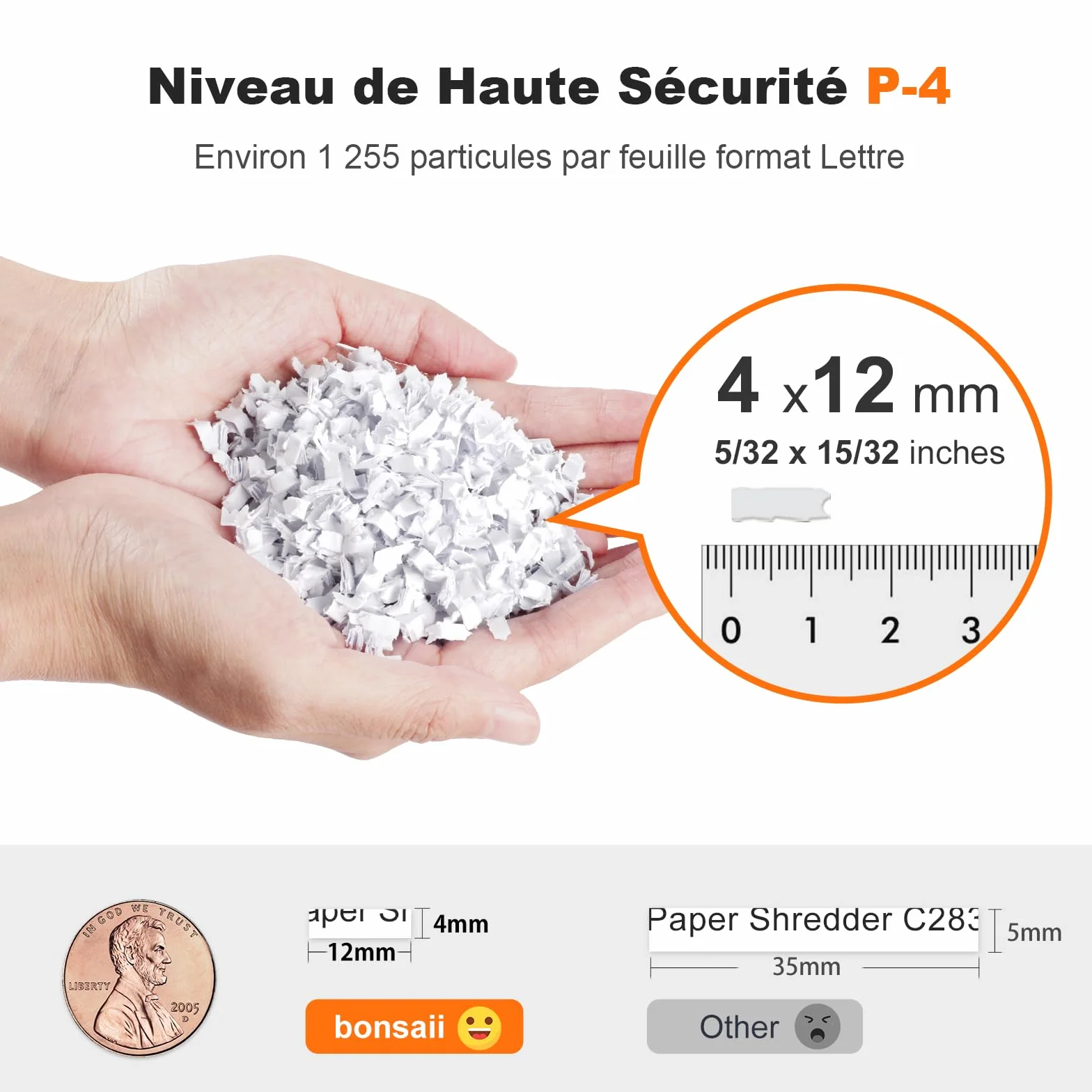 Bonsaii Destructeur de Documents Auto Feed 200 Feuilles, Micro-Coupe P-4, Bac 31L, Silencieux