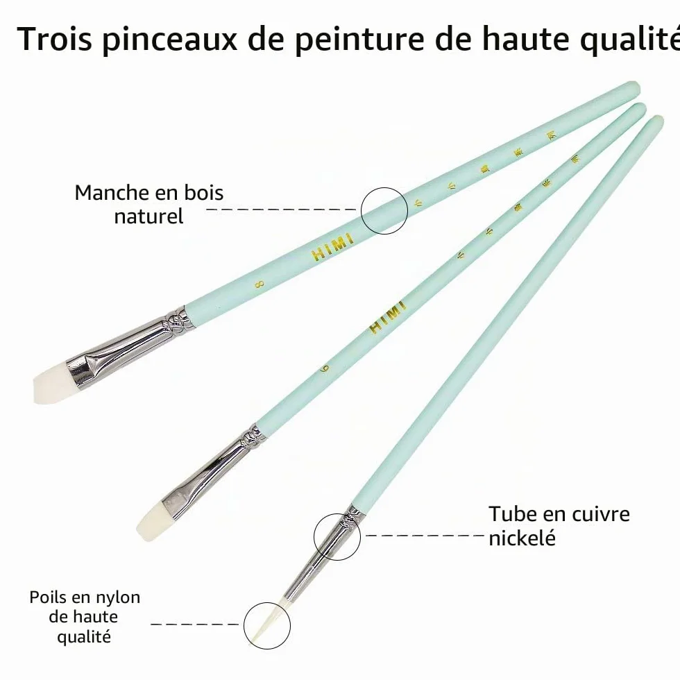 HIMI Ensemble peinture gouache 24 couleurs 30 ml non toxique pour toile papier aquarelle débutants artistes