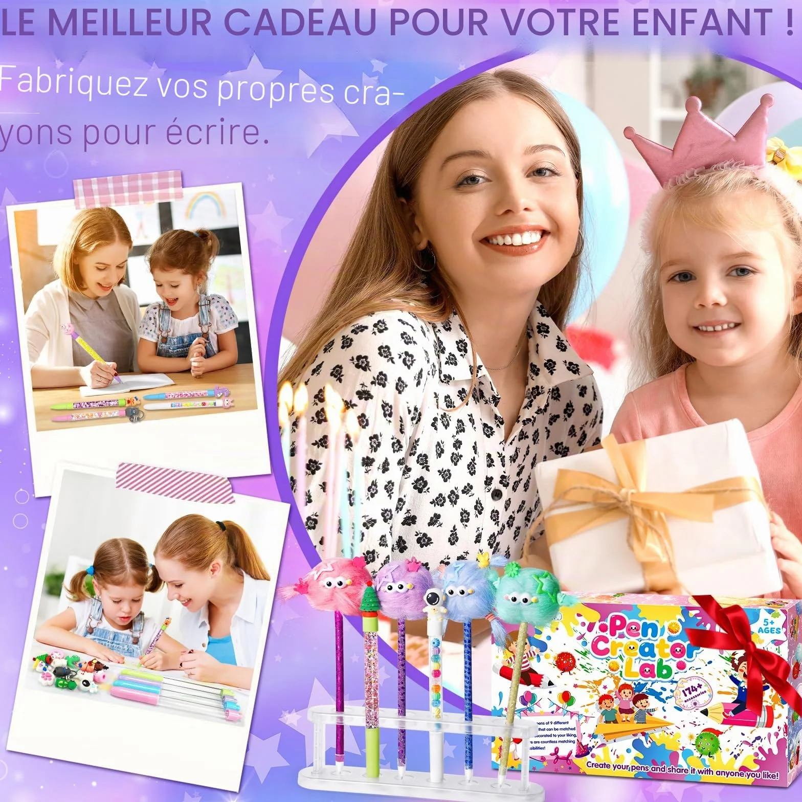 Kit de Création Stylo avec 170+ Accessoires, Atelier des Stylos Personnalisé, Activité Manuelle Enfants 5-12 Ans