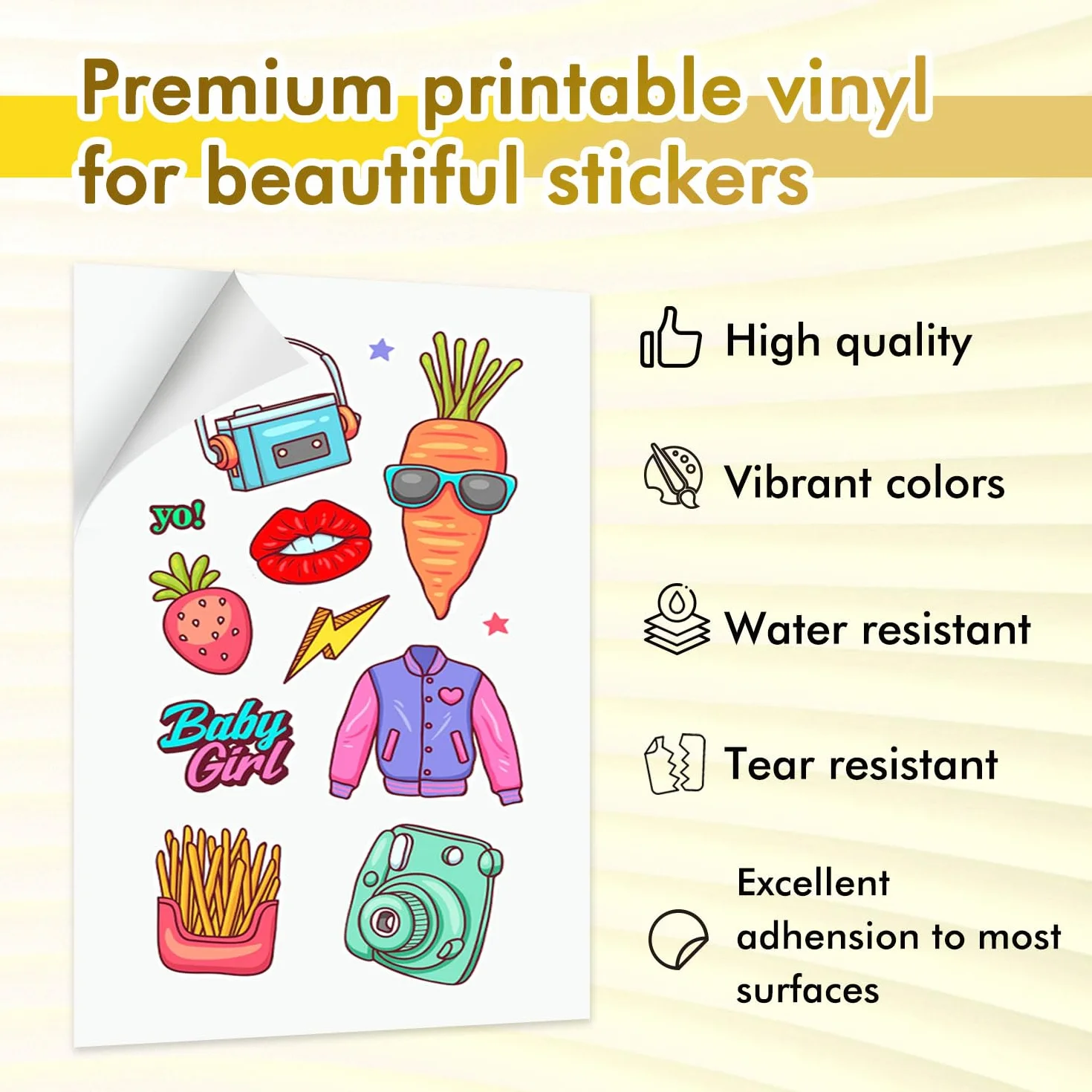 A-SUB Papier autocollant vinyle imprimable imperméable blanc mat A4 100 feuilles