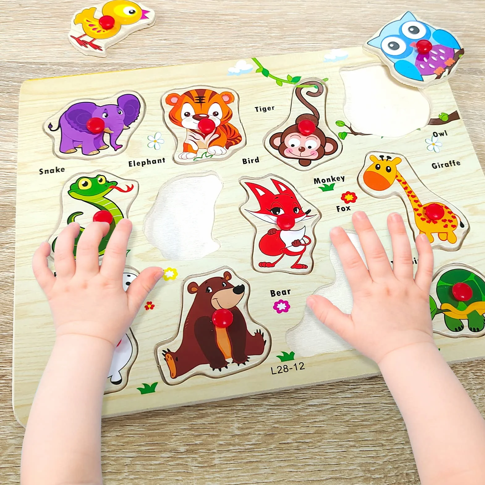 Puzzles en Bois pour Enfants 1-3 Ans, Puzzle Bois Bouton Encastrement, Cadeau Anniversaire Enfant