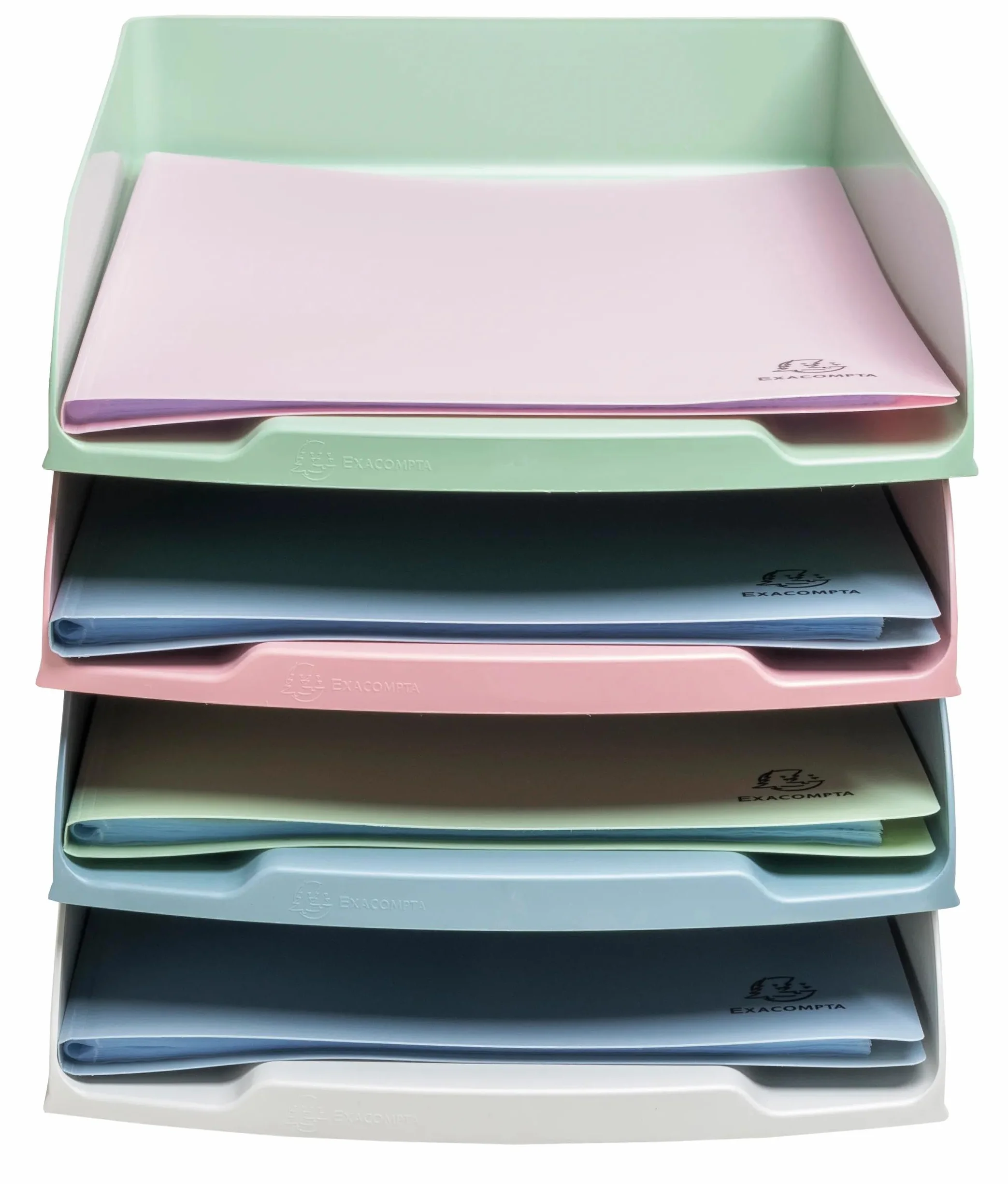 Exacompta Combo-Styli Lot de 4 Corbeilles à Courrier Couleurs Assorties