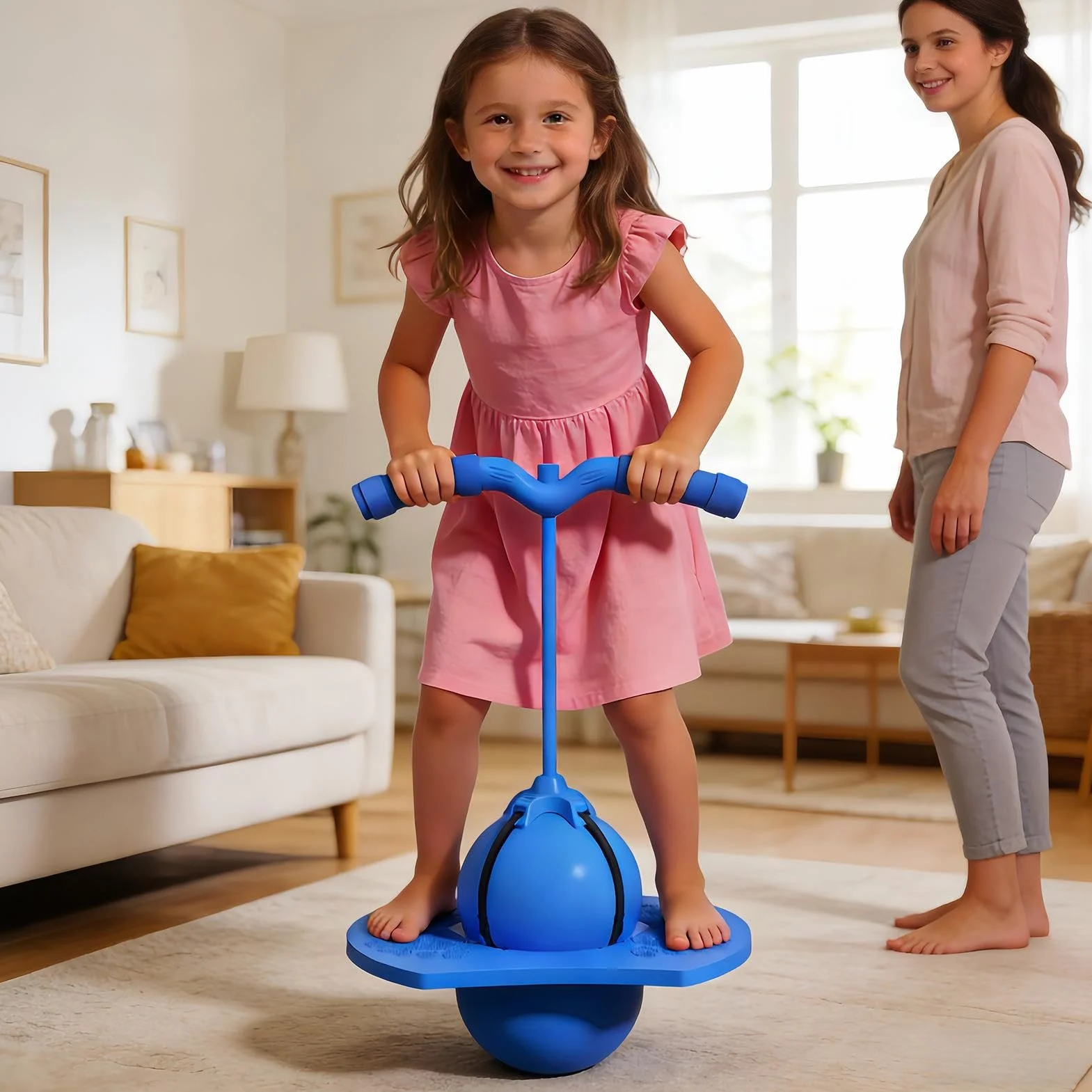 Ballon Sauteur Pogos Stick Avec Poignée, Développe L'équilibre, Idéal pour Enfants, Adultes, Garçons, Filles, Maison, Extérieur et Intérieur