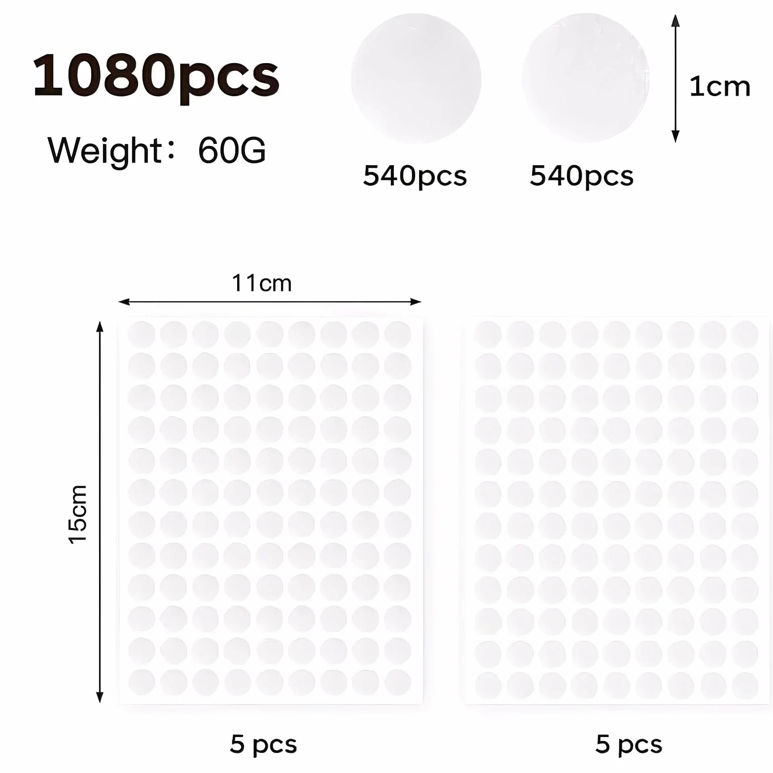 540 Paires de Scratch Autocollant 10mm Version Améliorée Douce & Extra Forte