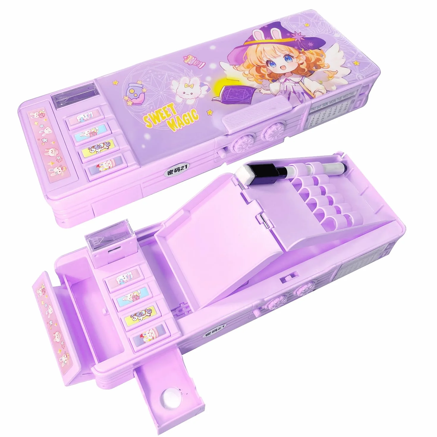 Trousse à Crayons Multifonction Pop-up pour Filles et Garçons, Violet