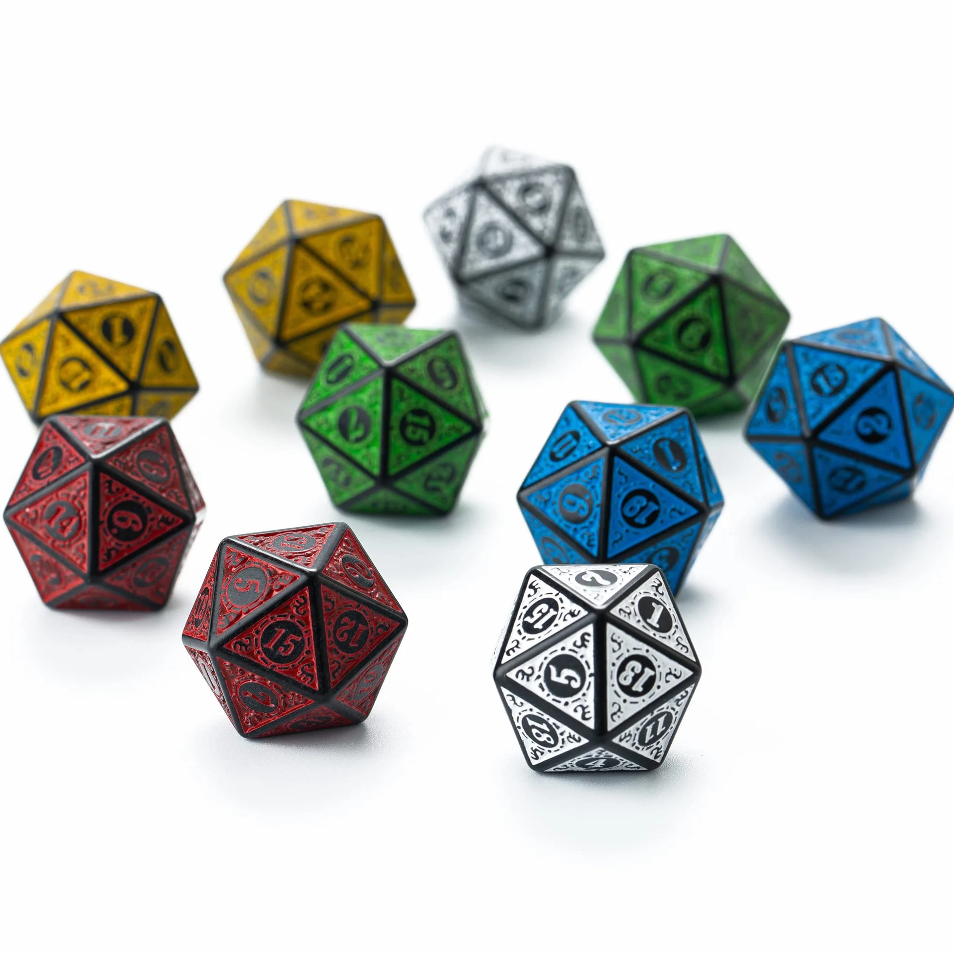 Lot de 10 dés polyédriques D20 pour jeux de table DND RPG MTG