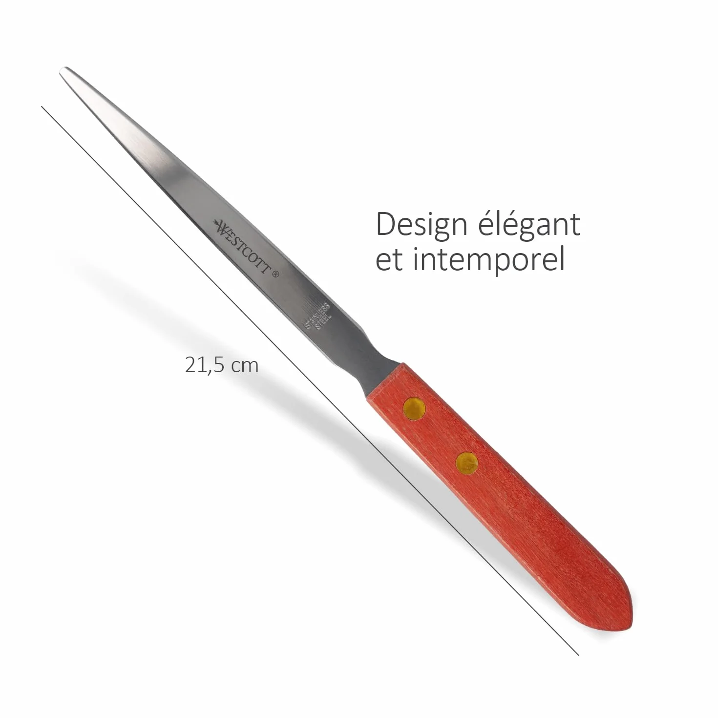 Westcott Coupe-papier lame acier inoxydable manche bois brun ergonomique E-29694 00