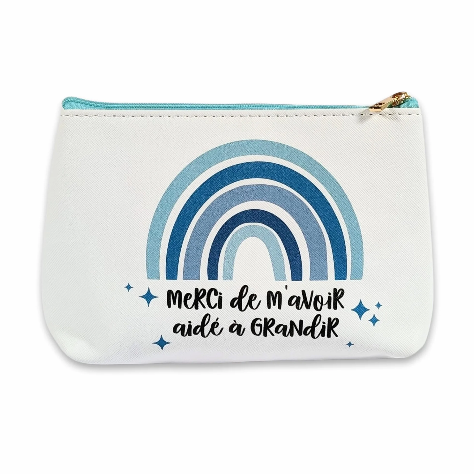 Pochette Merci de m'avoir aidé à Grandir Cadeau Nounou Maitresse Atsem Aesh Fin d'année Scolaire Bleu