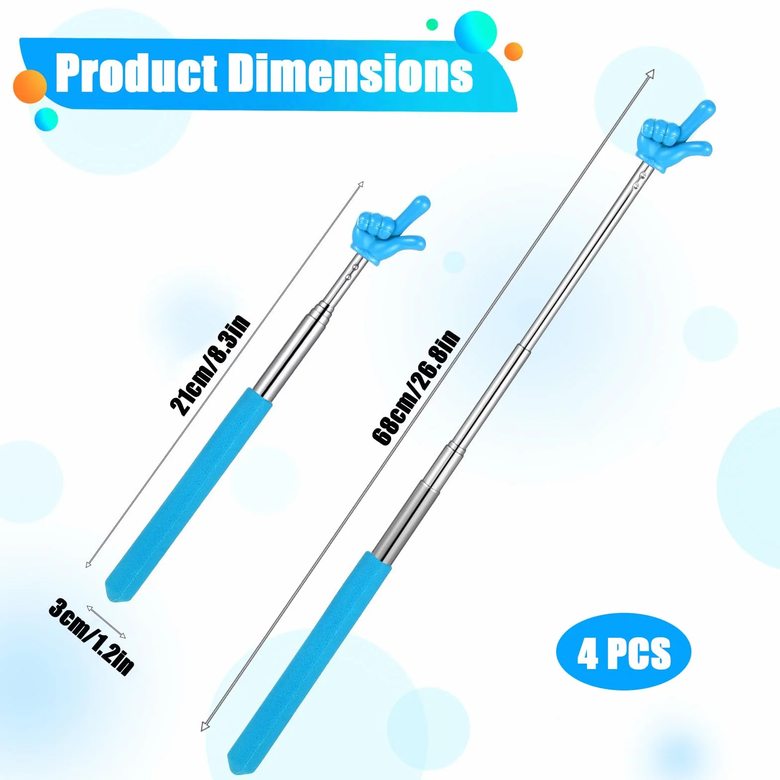 Pointeur Télescopique Extensible 4 PCS pour Enseignants Salle de Classe Présentations Tableaux Blancs