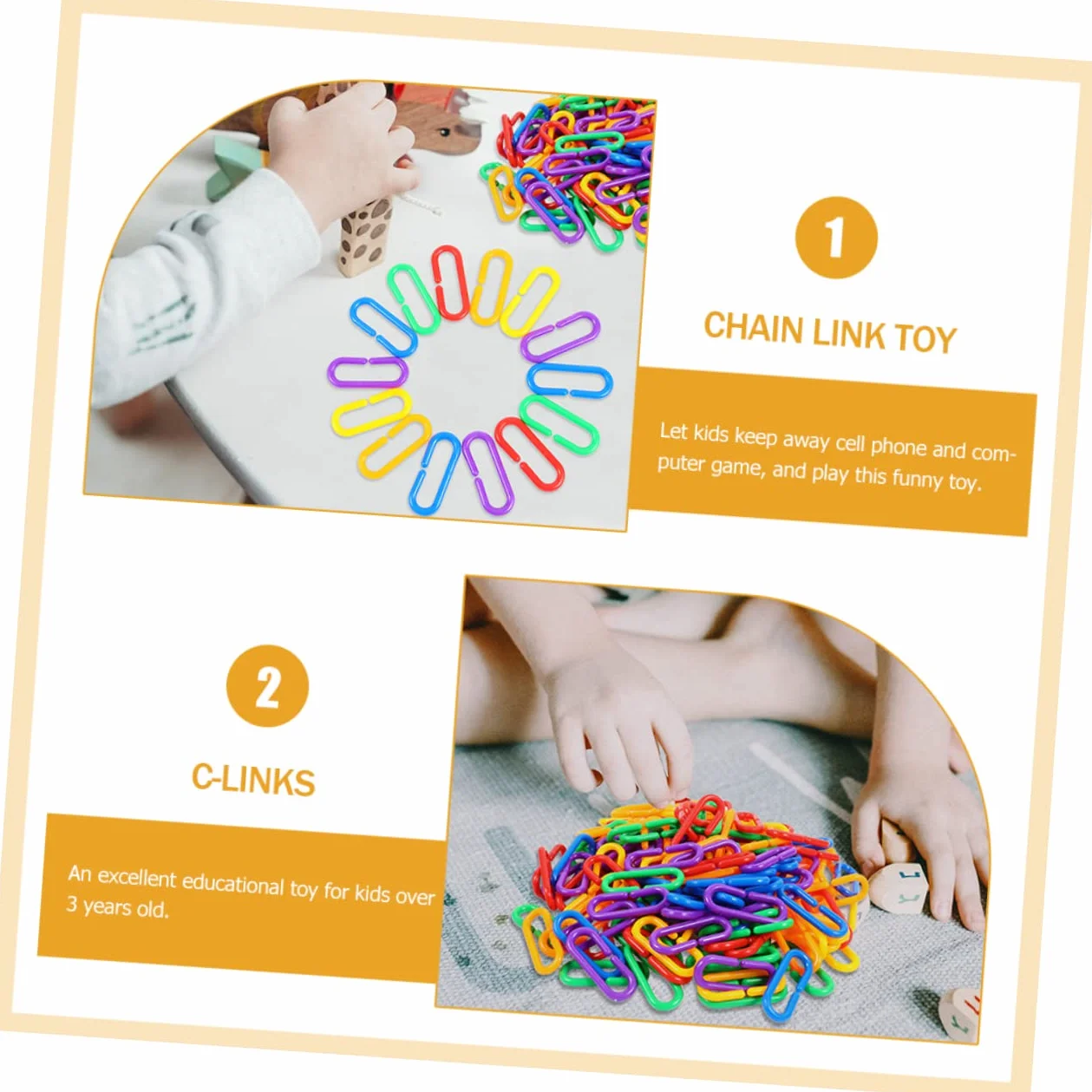 BESPORTBLE 150 pièces Maillons C Clips Plastique Colorés Éducatif Interactif
