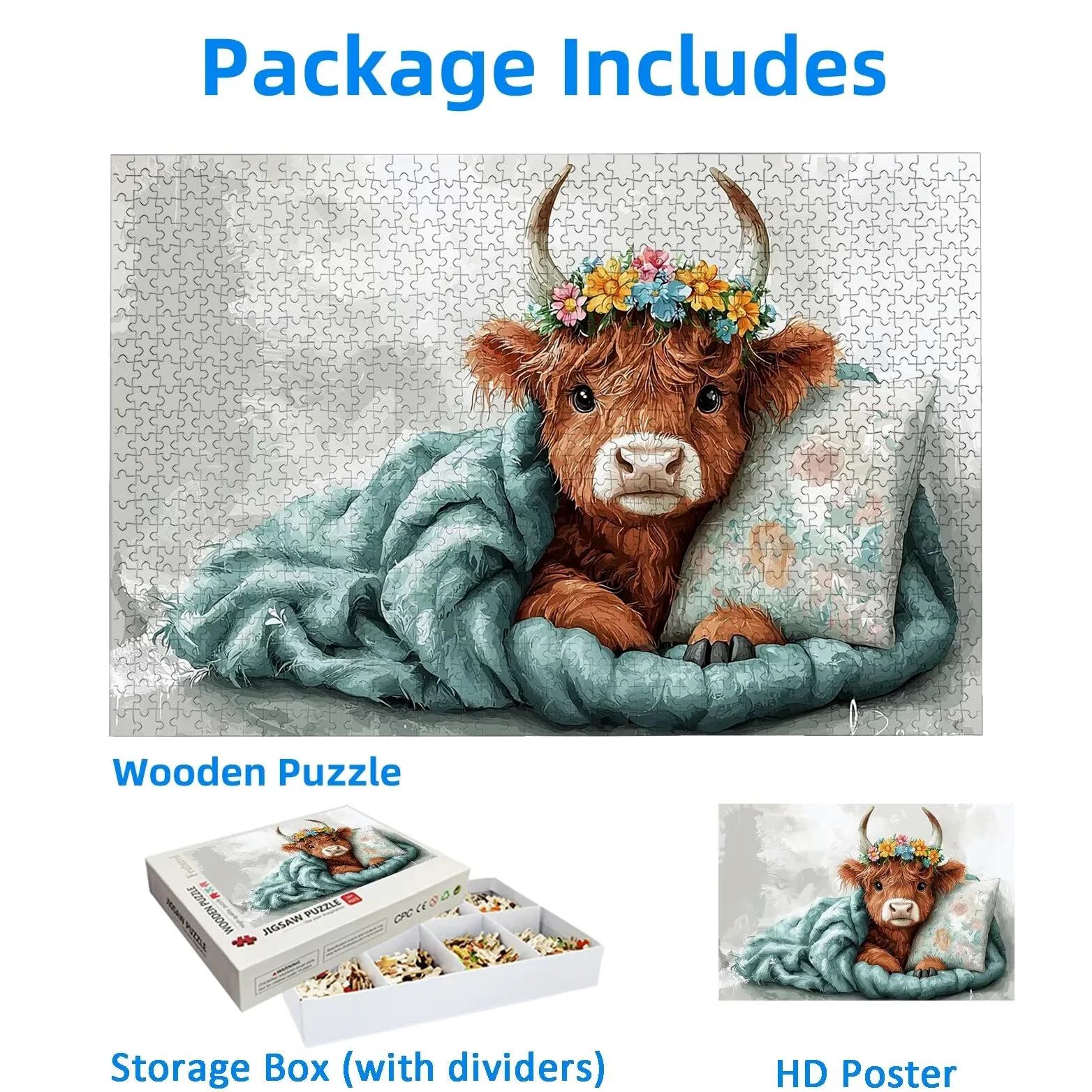 Puzzle Highland Cow 4000 Pièces Adultes, Puzzle 4000 Pièces pour Adultes et Enfants à Partir de 14 Ans, Animal Puzzles Bois de Qualité Supérieure avec Une Boîte d'emballage Exquise, Cadeaux, -3227